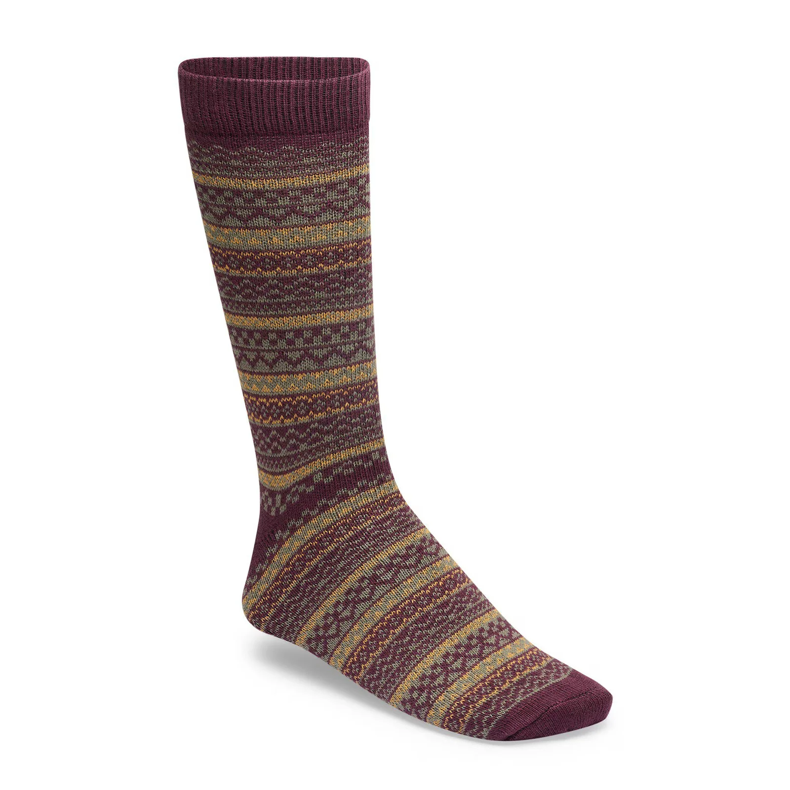 Birkenstock Cotton Pattern Crew Sock (Unisex) - Zinfandel/Ochre/Thyme