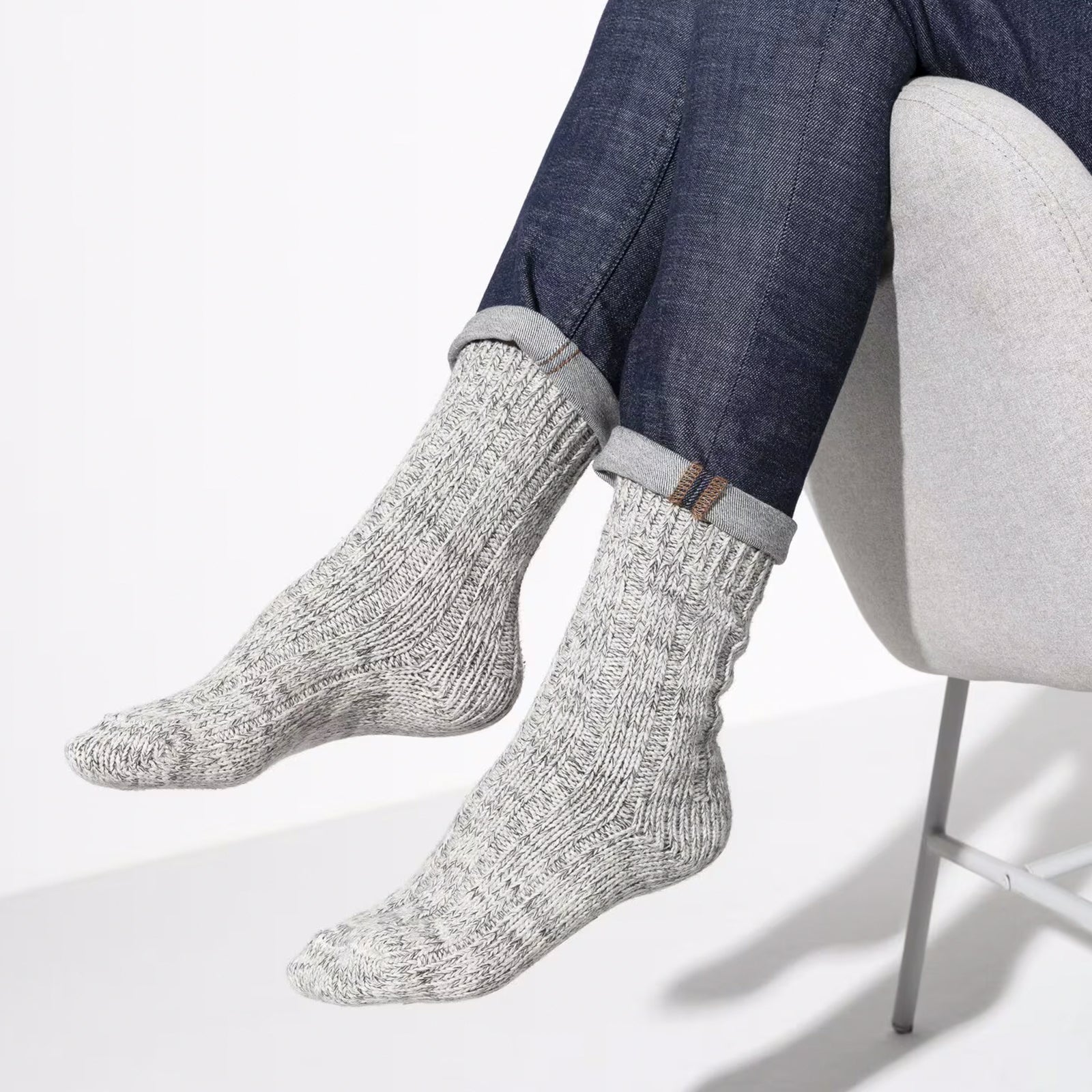 Birkenstock Cotton Twist Crew Sock (Men) - Light Gray - Image 4
