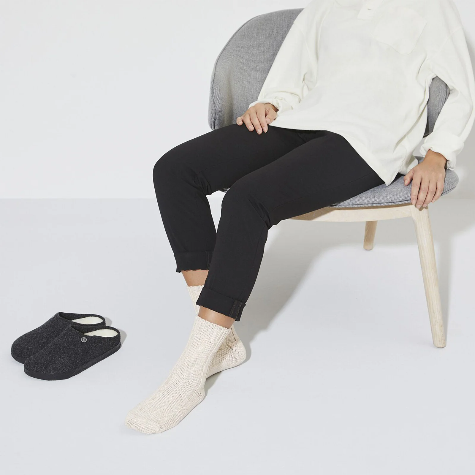 Birkenstock Cotton Twist Crew Sock (Women) - Off White - Image 2