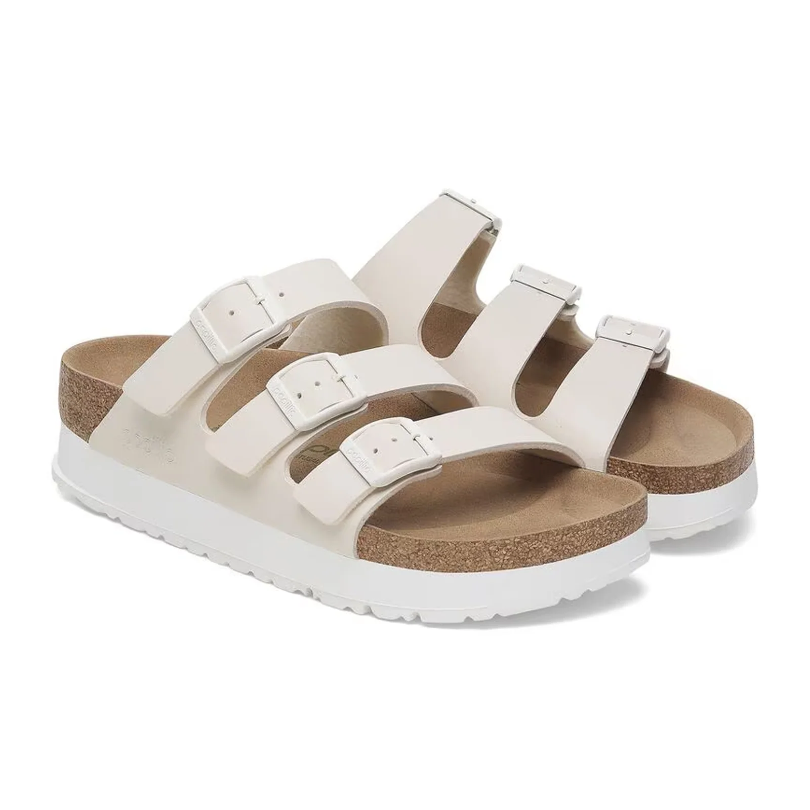 Birkenstock Florida III Vegan Platform Slide Sandal (Women) - Eggshell Birko-Flor - Image 4
