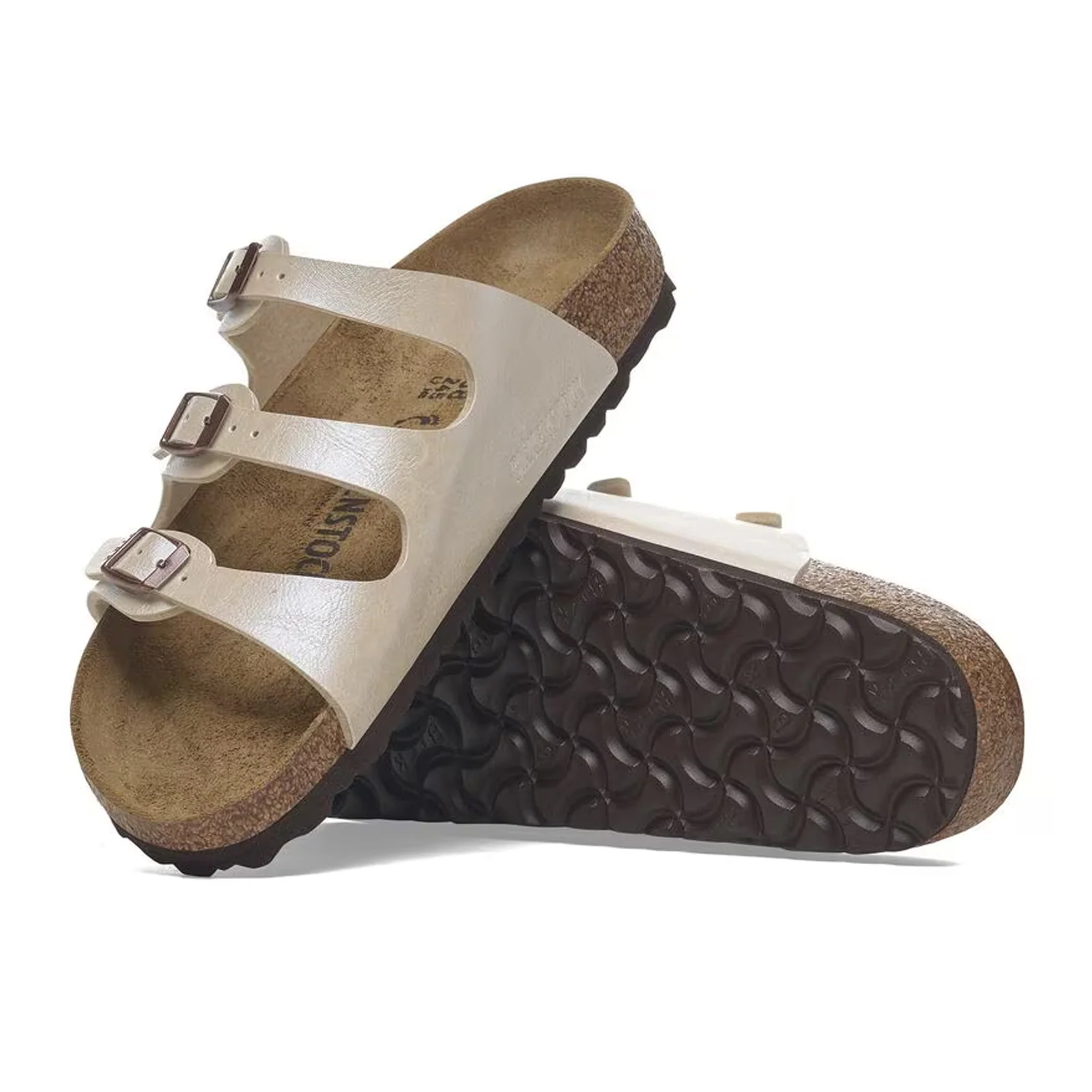 Birkenstock Florida Slide Sandal (Women) - Graceful Pearl White Birko-Flor - Image 3
