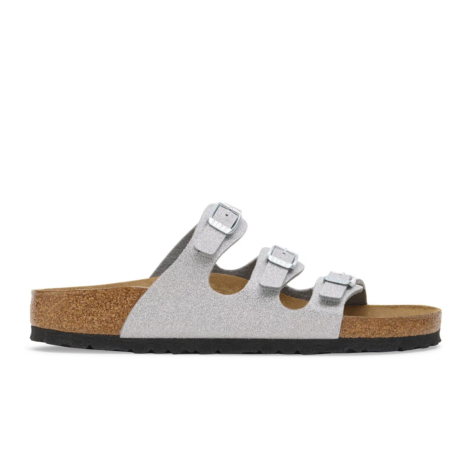 Birkenstock Florida Slide Sandal (Women) - Shiny Glitter Silver Birko-Flor - Image 5