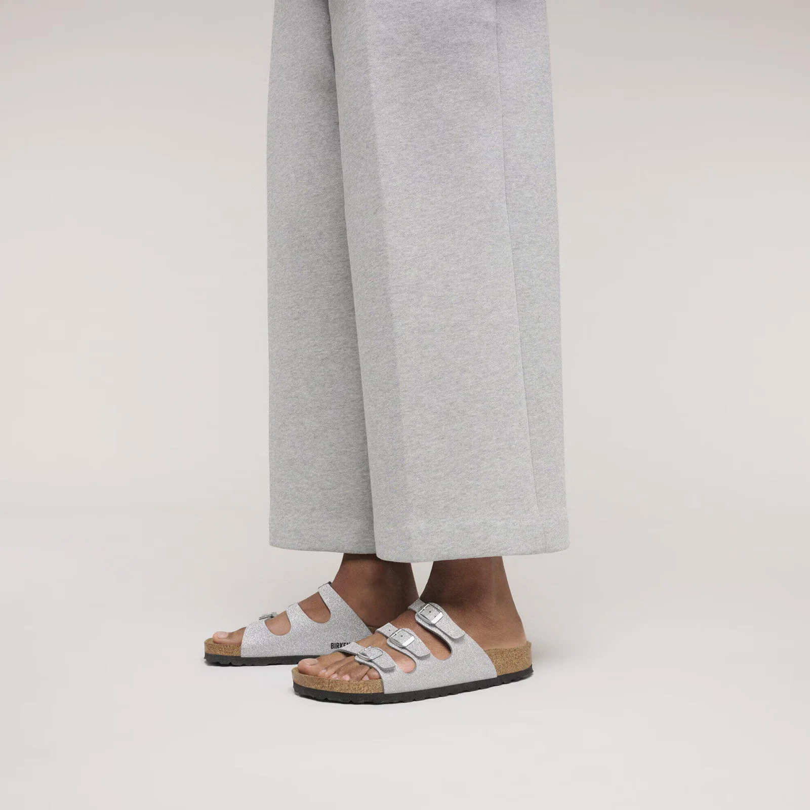 Birkenstock Florida Slide Sandal (Women) - Shiny Glitter Silver Birko-Flor - Image 6