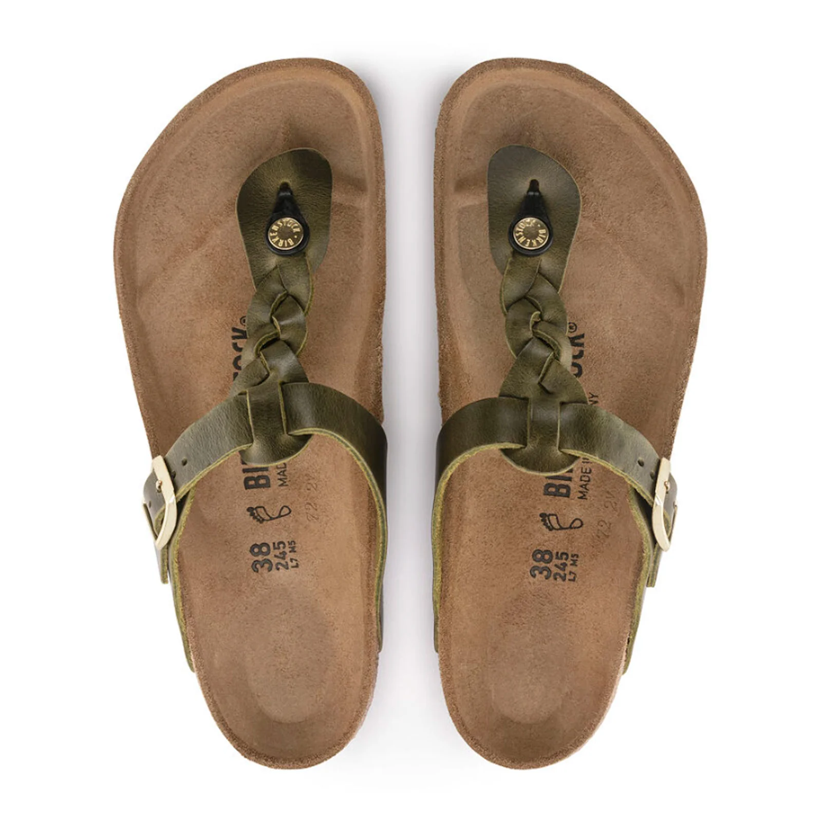 Birkenstock Gizeh Braid Sandal (Women) - Olive Green Oiled Leather - Image 3