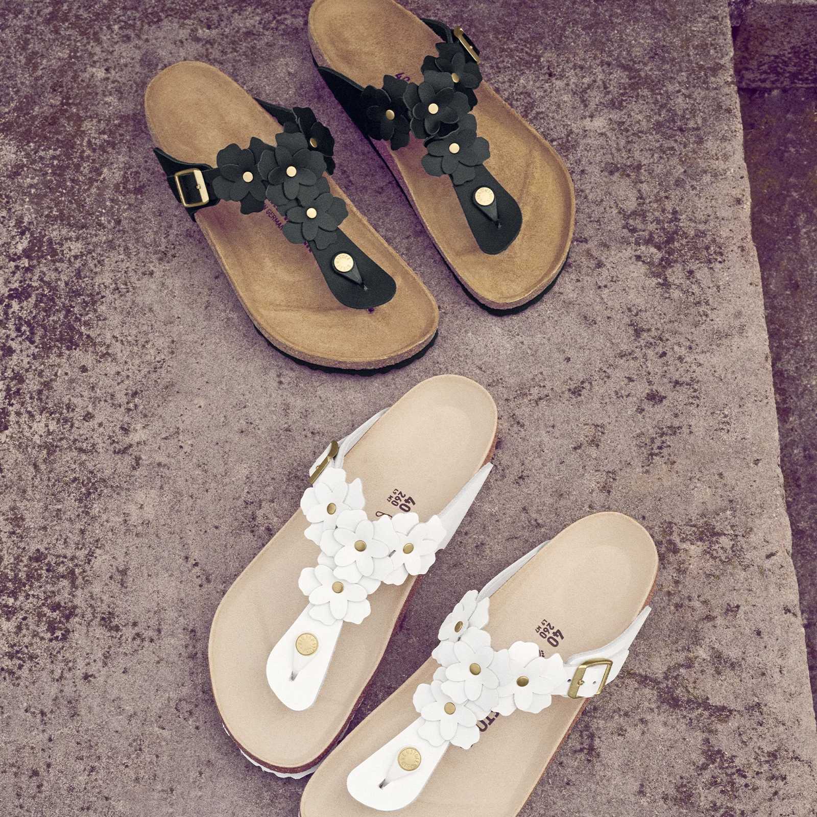 Birkenstock Gizeh Flowers Sandal (Women) - Black Leather - Image 10