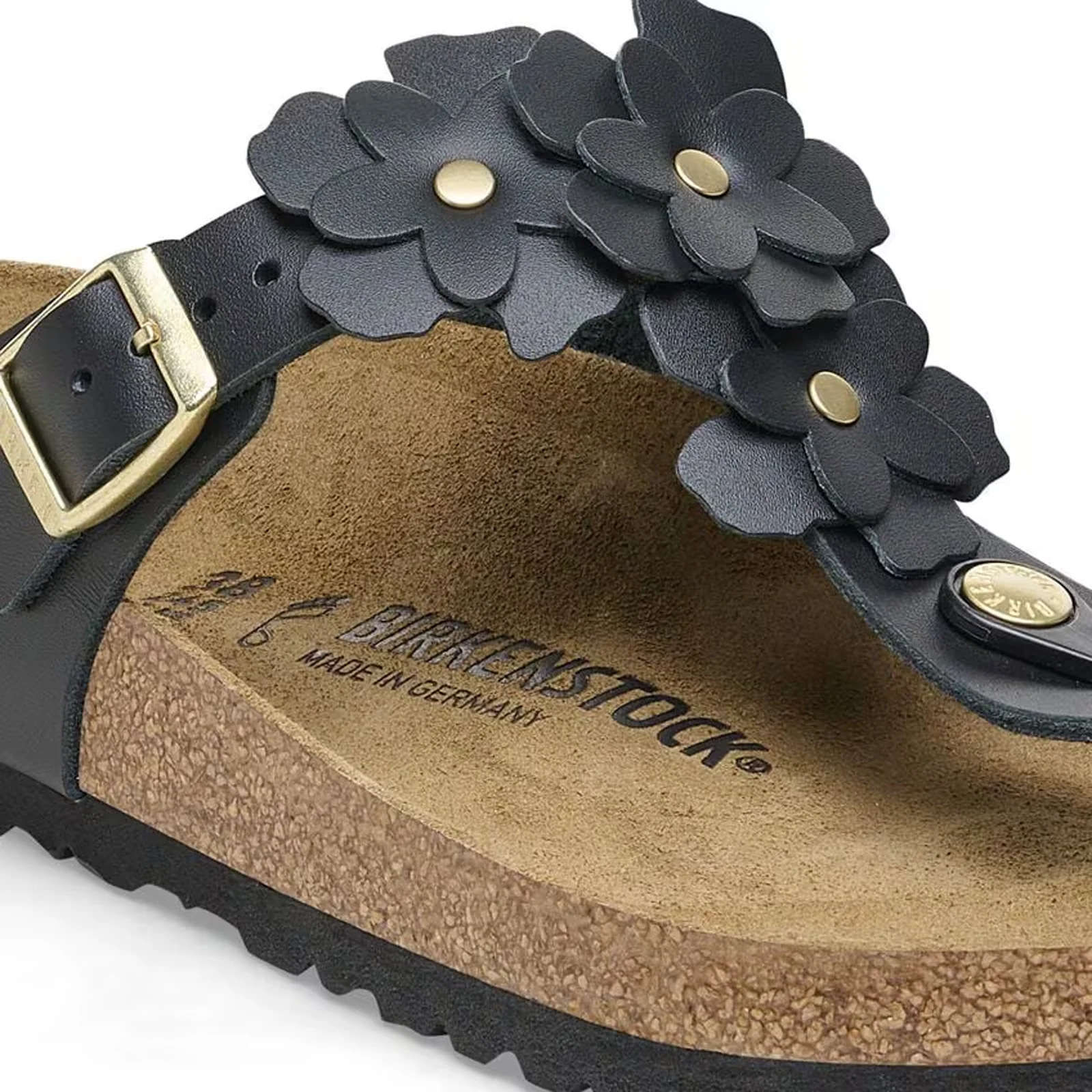 Birkenstock Gizeh Flowers Sandal (Women) - Black Leather - Image 5