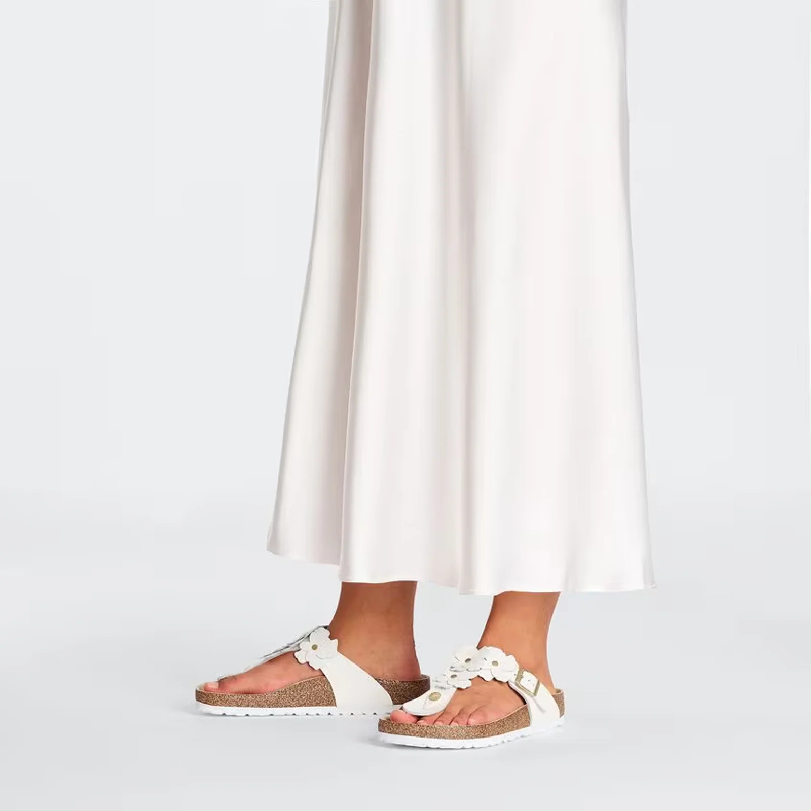 Birkenstock Gizeh Flowers Sandal (Women) - White Leather - Image 6