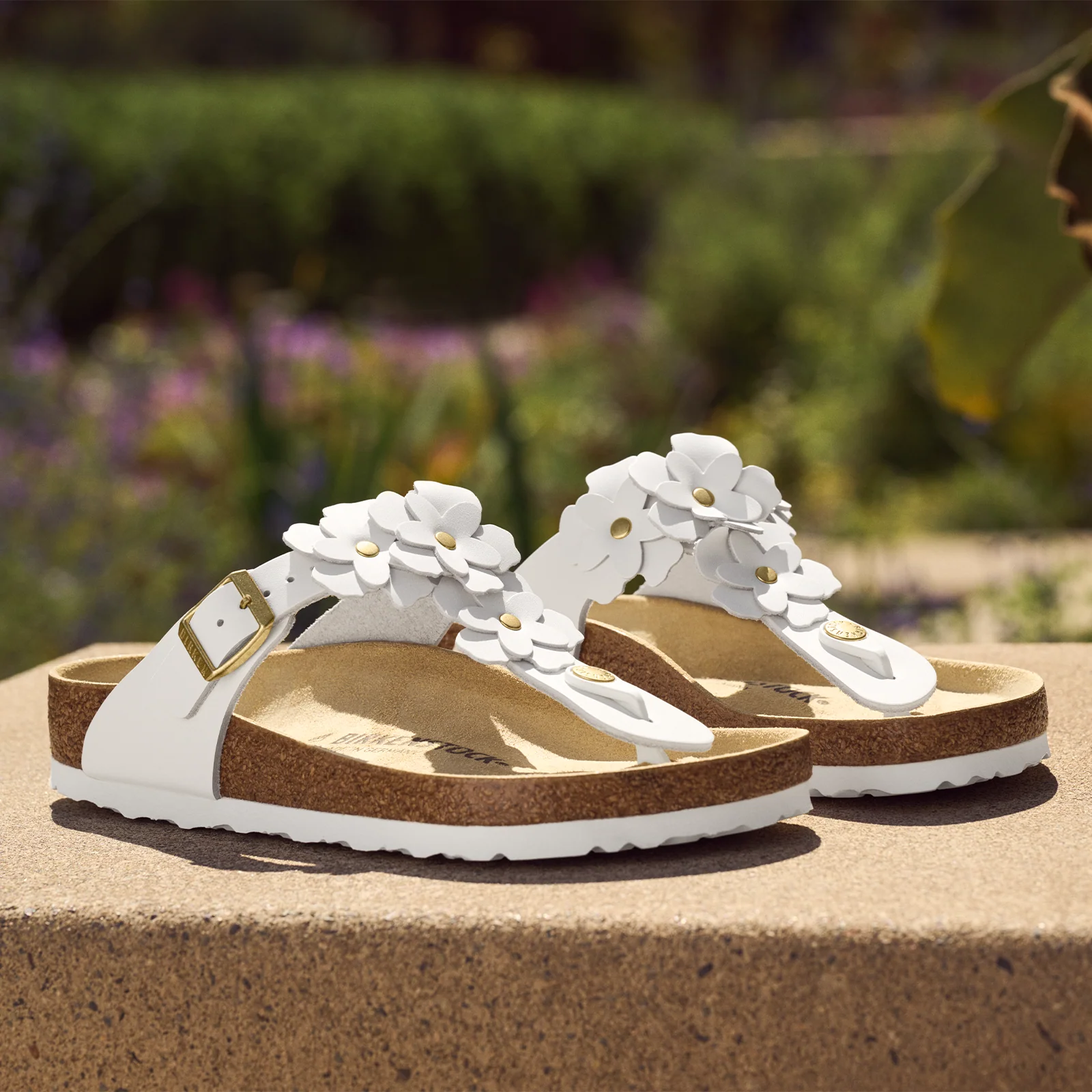 Birkenstock Gizeh Flowers Sandal (Women) - White Leather - Image 9