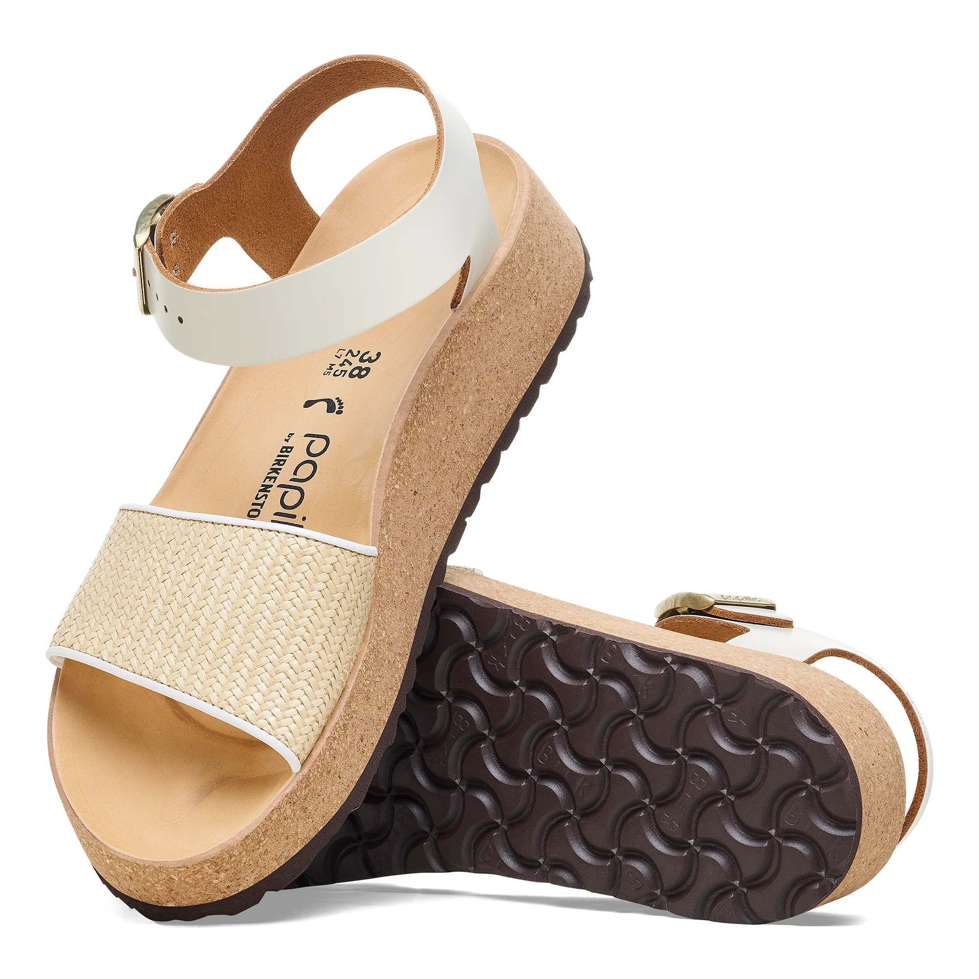 Birkenstock Glenda Narrow Wedge Sandal (Women) - Natural Leather/White Raffia - Image 3