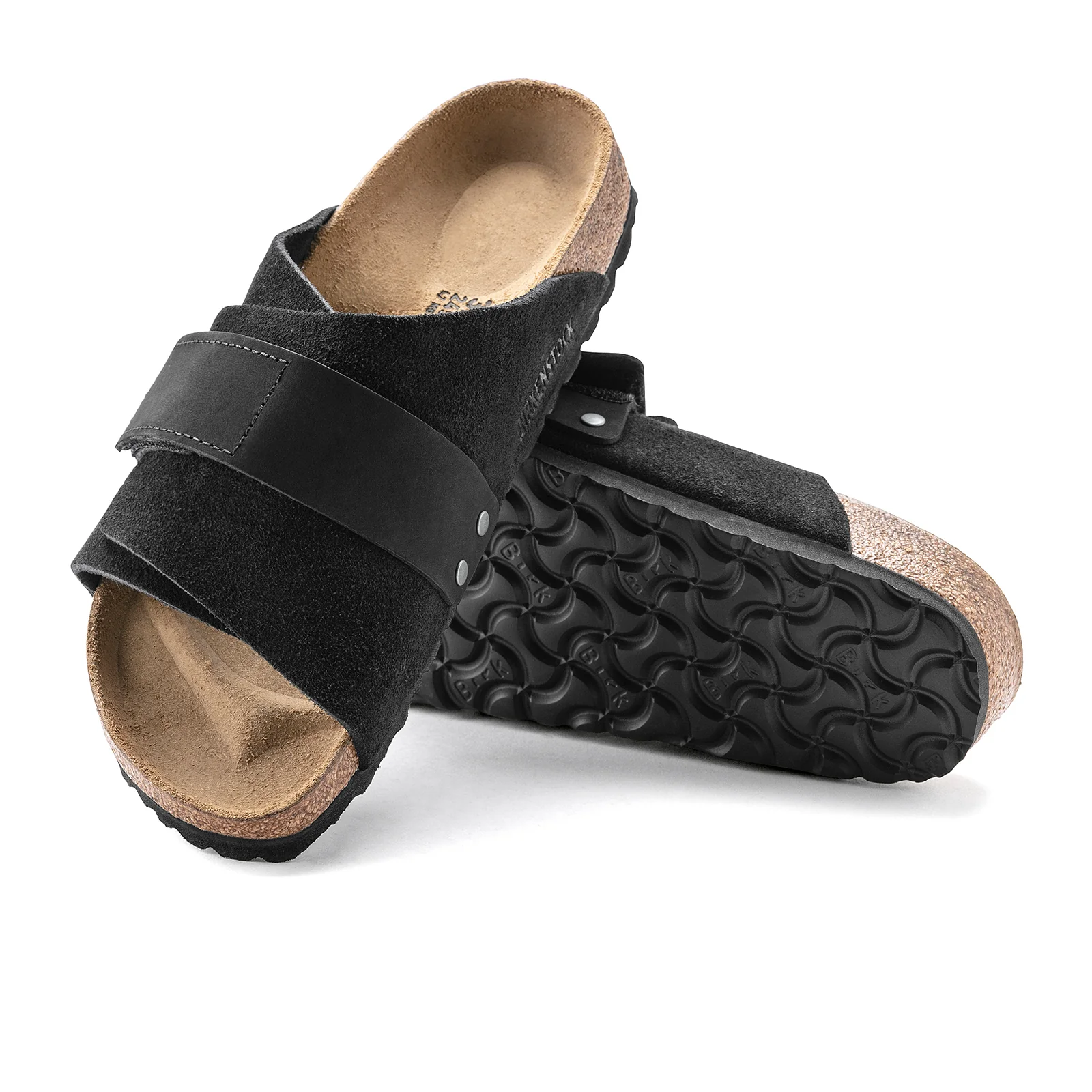 Birkenstock Kyoto Slide Sandal (Men) - Black Suede/Black Nubuck - Image 4