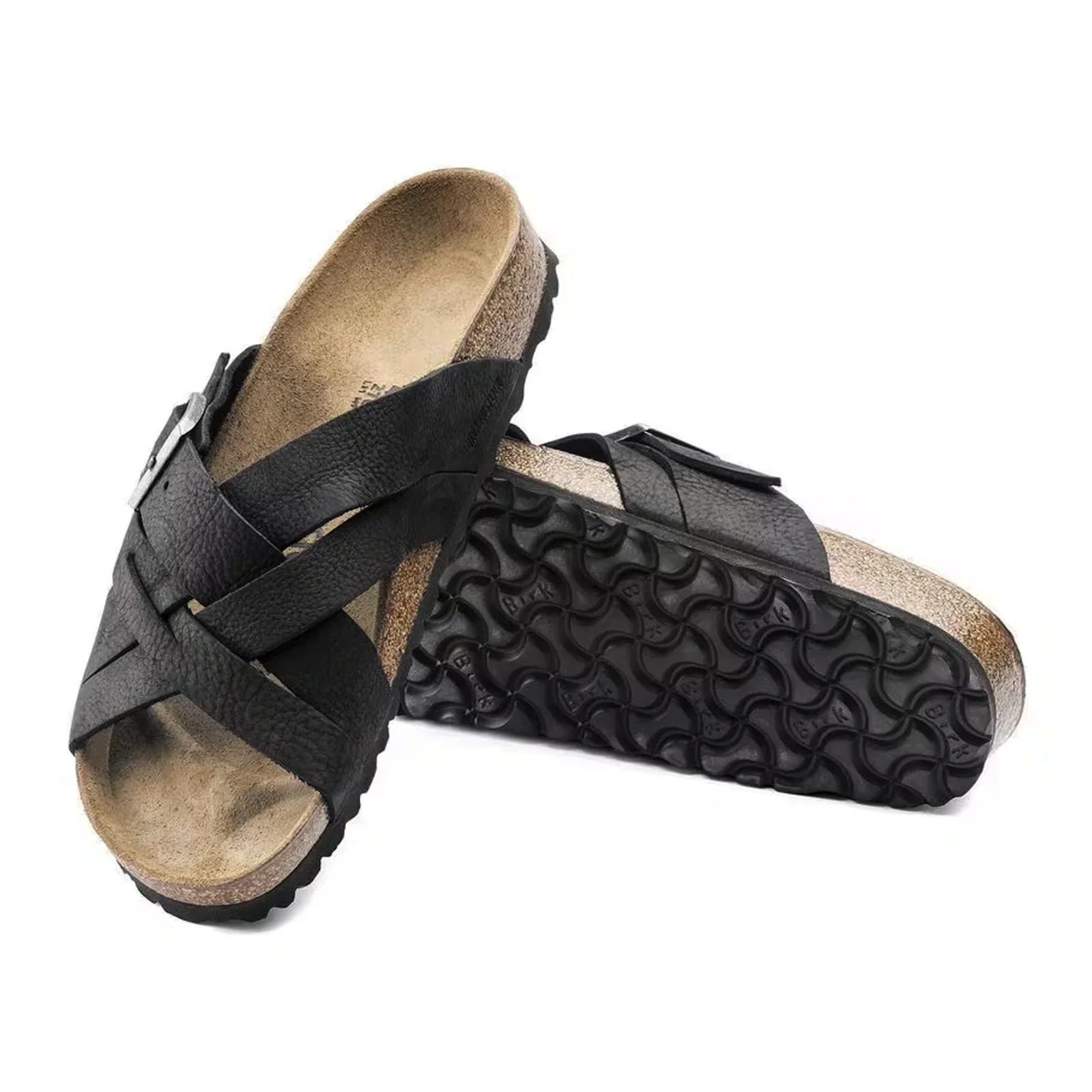 Birkenstock Lugano Slide Sandal (Unisex) - Camberra Black Oiled Leather - Image 3