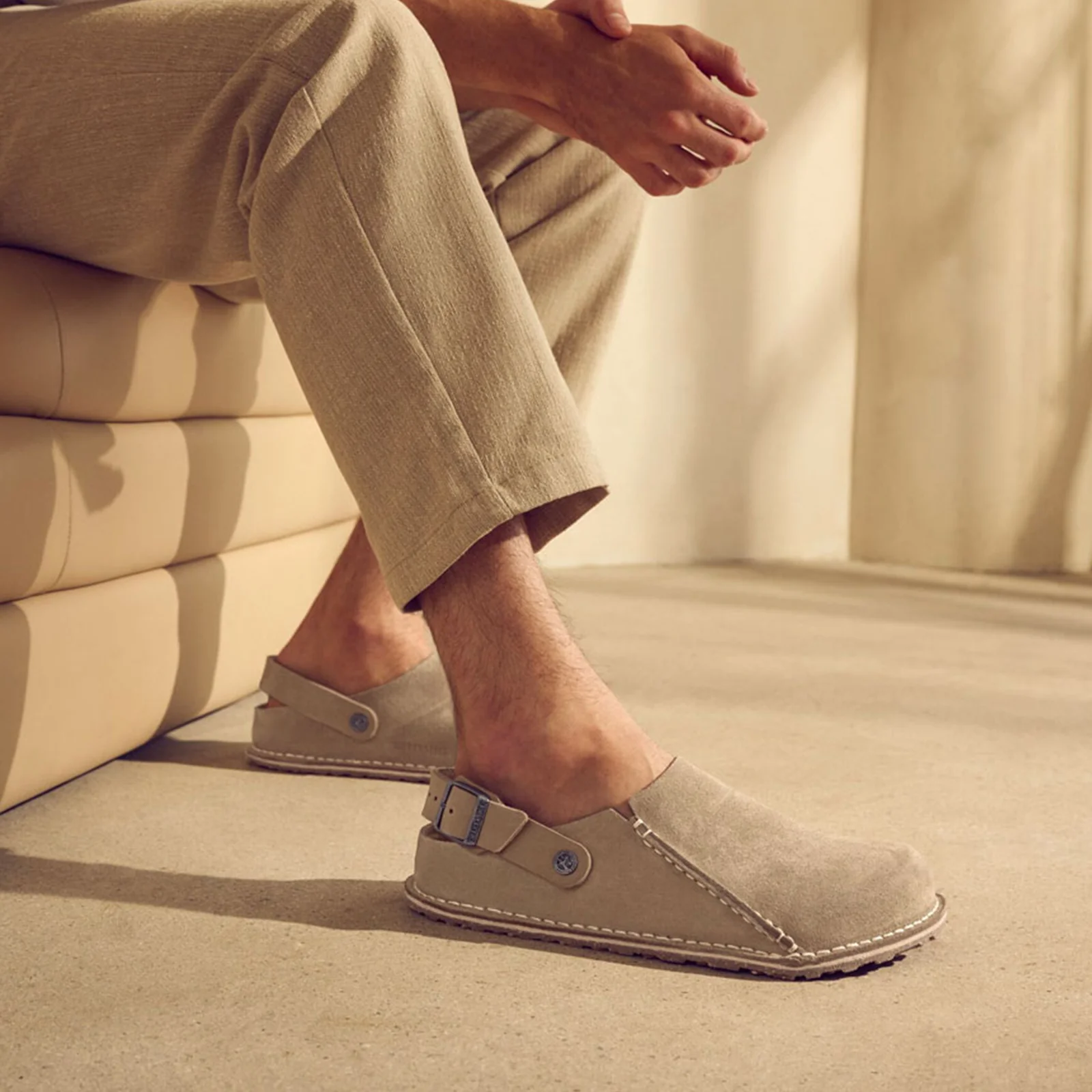 Birkenstock Lutry Slipper (Men) - Gray Taupe Suede - Image 4