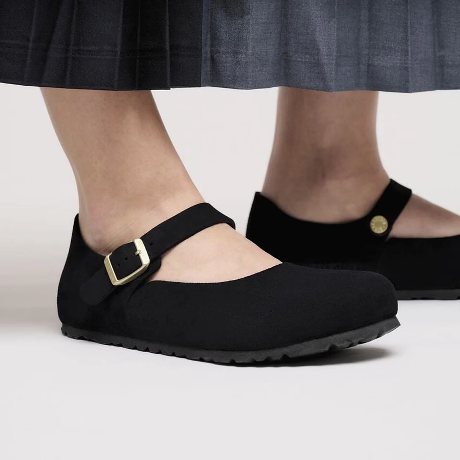 Birkenstock Mantova Mary Jane Flat (Women) - Black Suede - Image 7