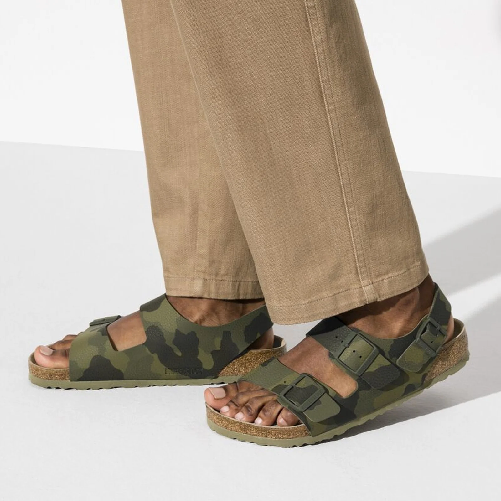 Birkenstock Milano Soft Footbed Backstrap Sandal (Men) - Desert Soil Camo Green Birko-Flor - Image 7
