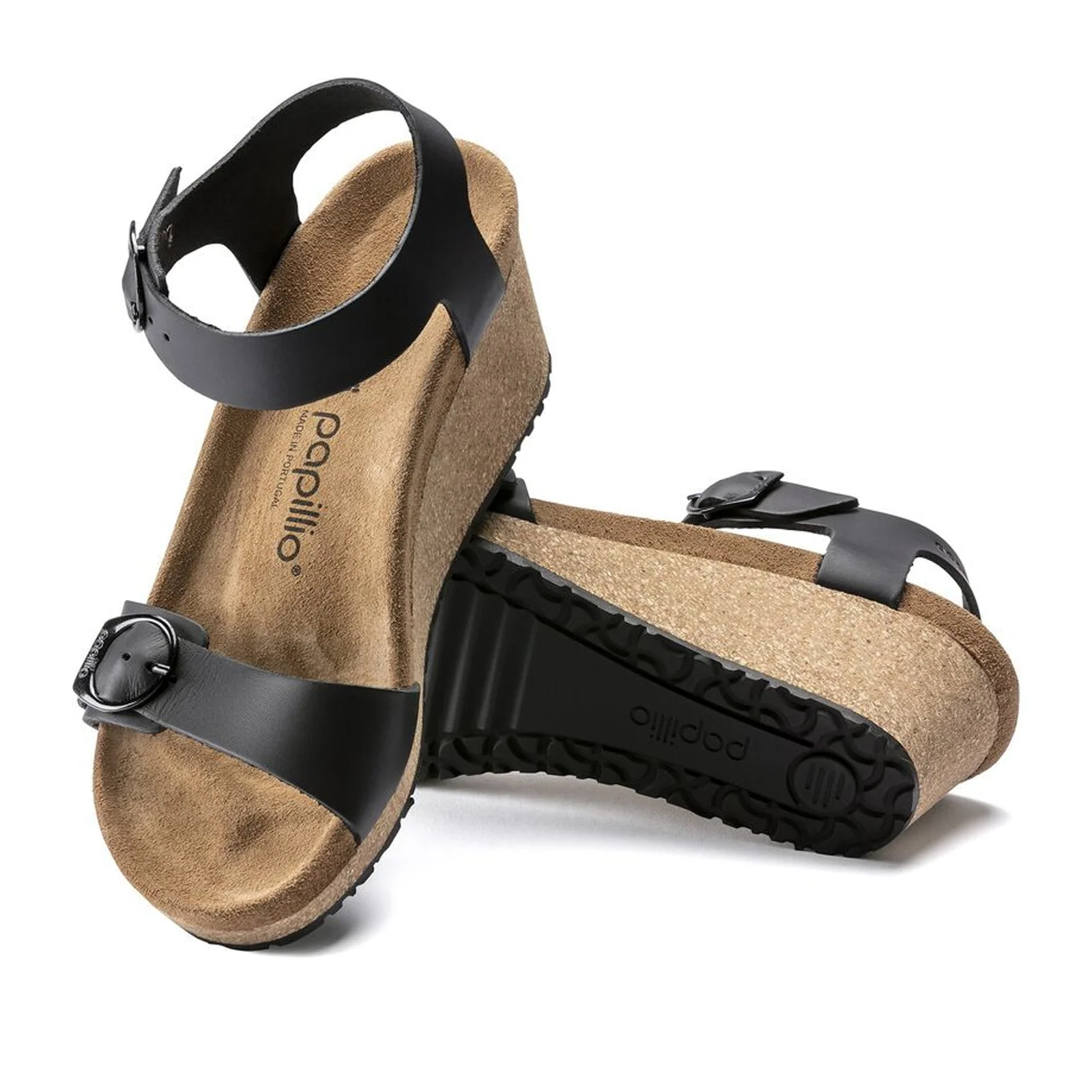 Birkenstock Soley Ring-Buckle Narrow Wedge Sandal (Women) - Black Leather - Image 3