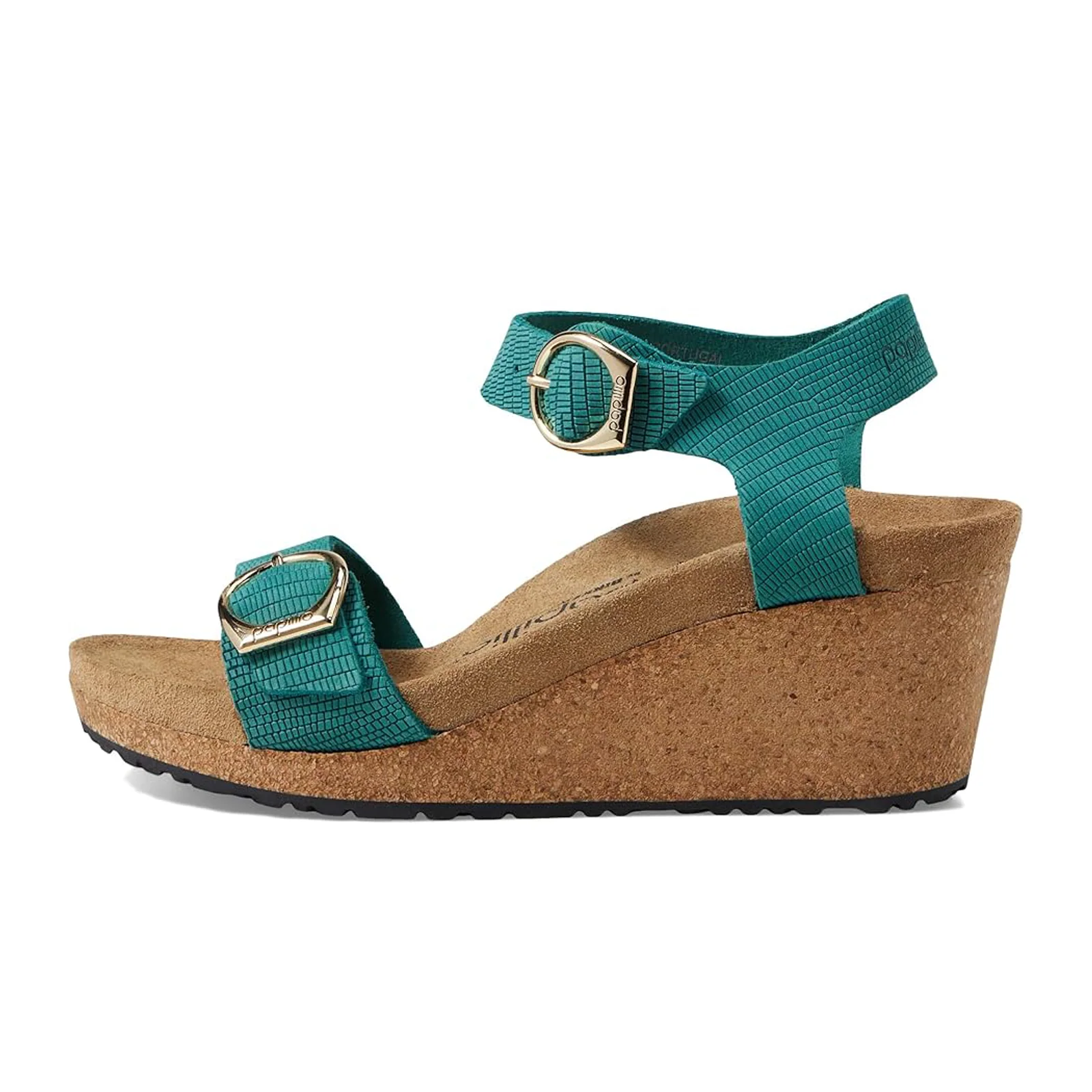 Birkenstock Soley Narrow Wedge Sandal (Women) - Embossed Biscay Bay Nubuck - Image 2