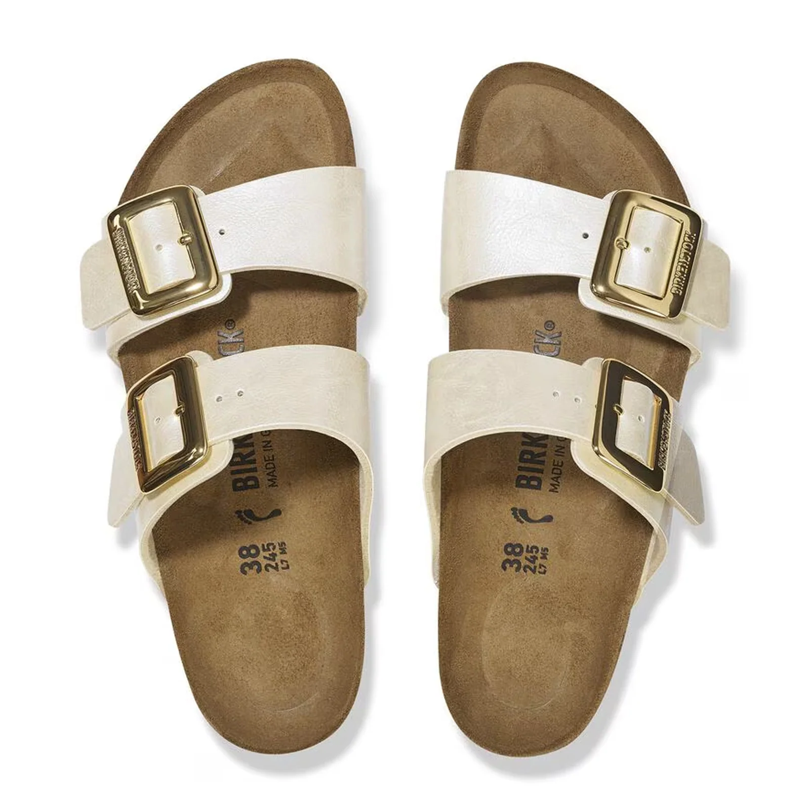 Birkenstock Sydney Luxe Buckle Narrow Slide Sandal (Women) - Graceful Pearl White Birko-Flor - Image 2