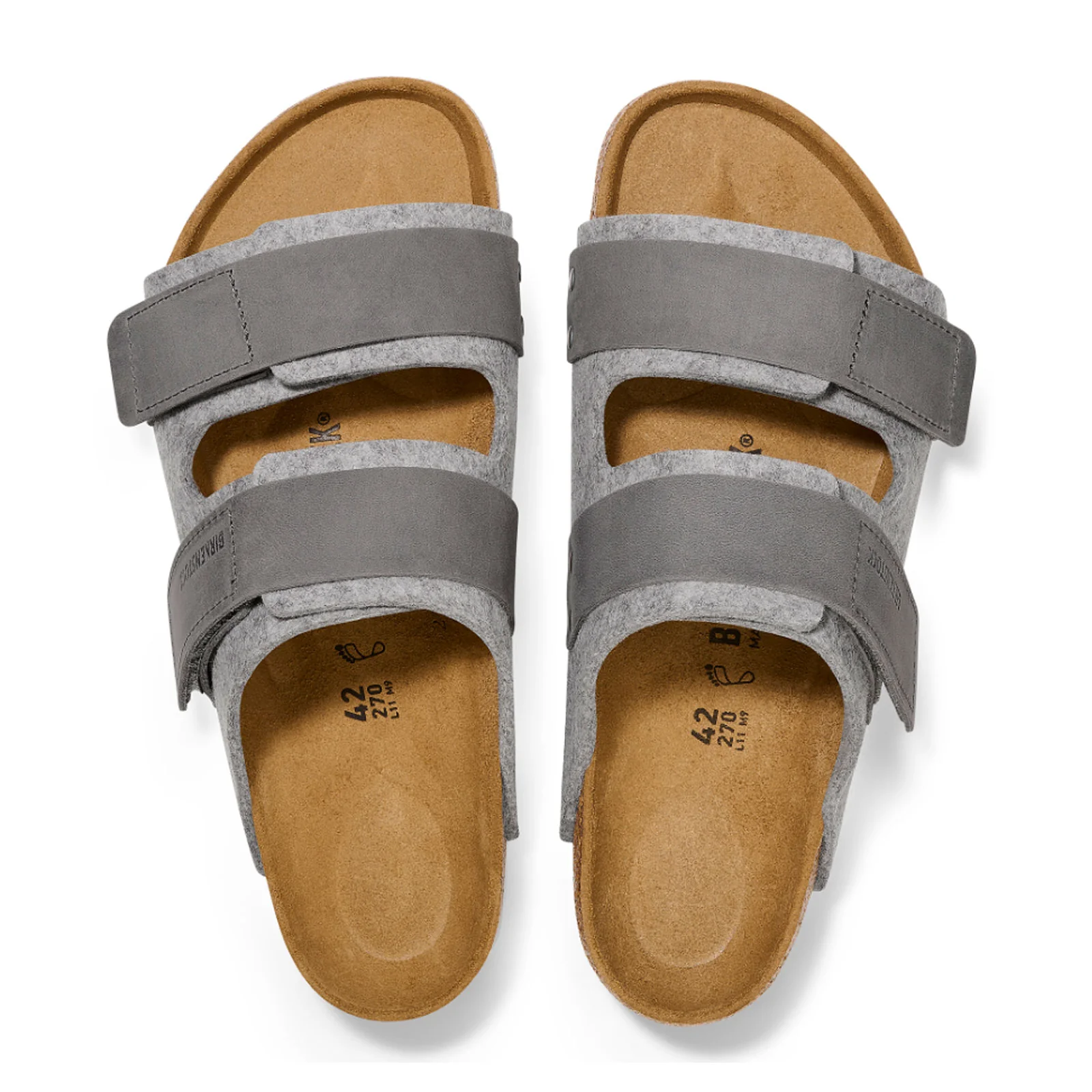 Birkenstock Uji Slide Sandal (Men) - Light Gray Leather/Iron Wool - Image 2