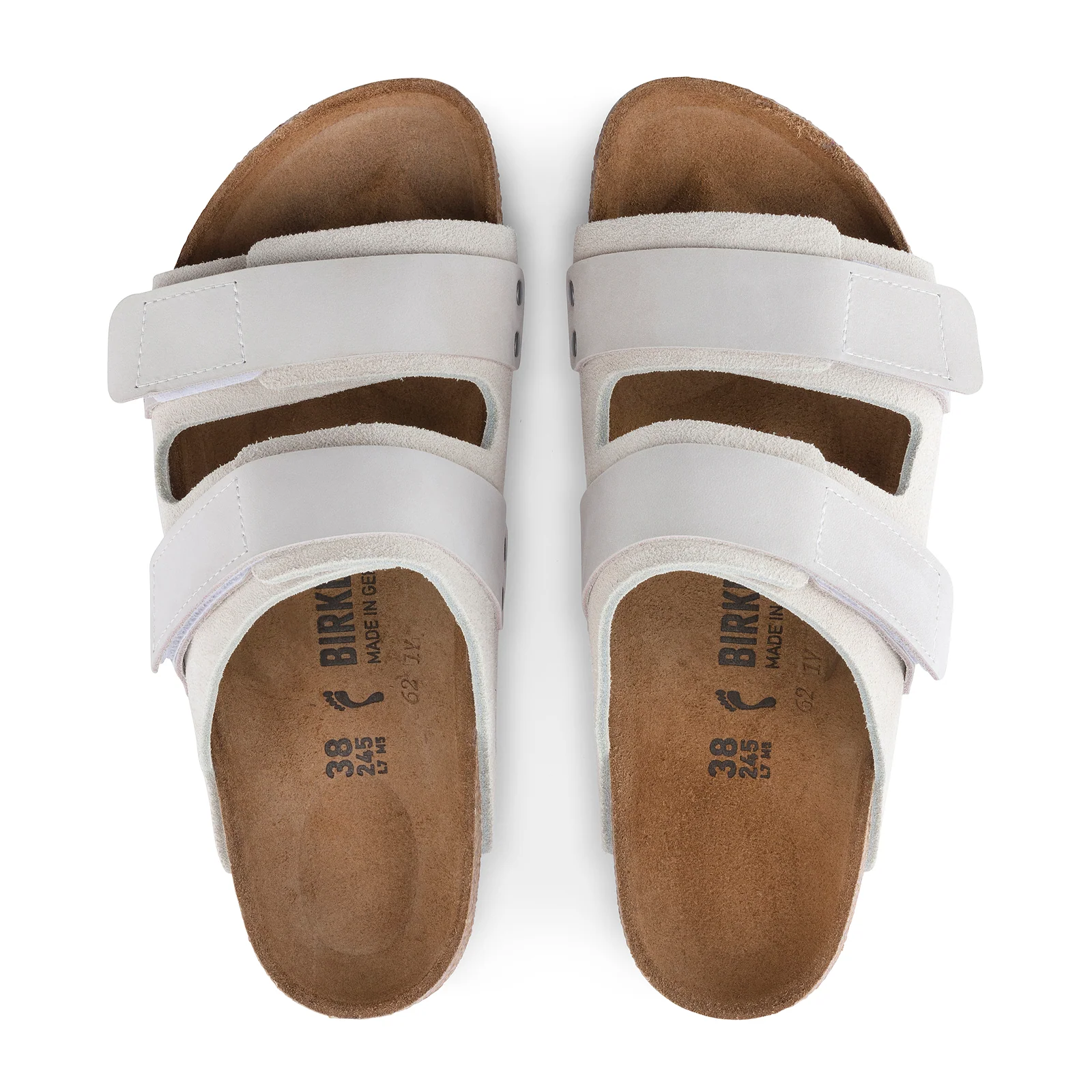 Birkenstock Uji Narrow Slide Sandal (Women) - Antique White Suede/Antique White Nubuck - Image 2