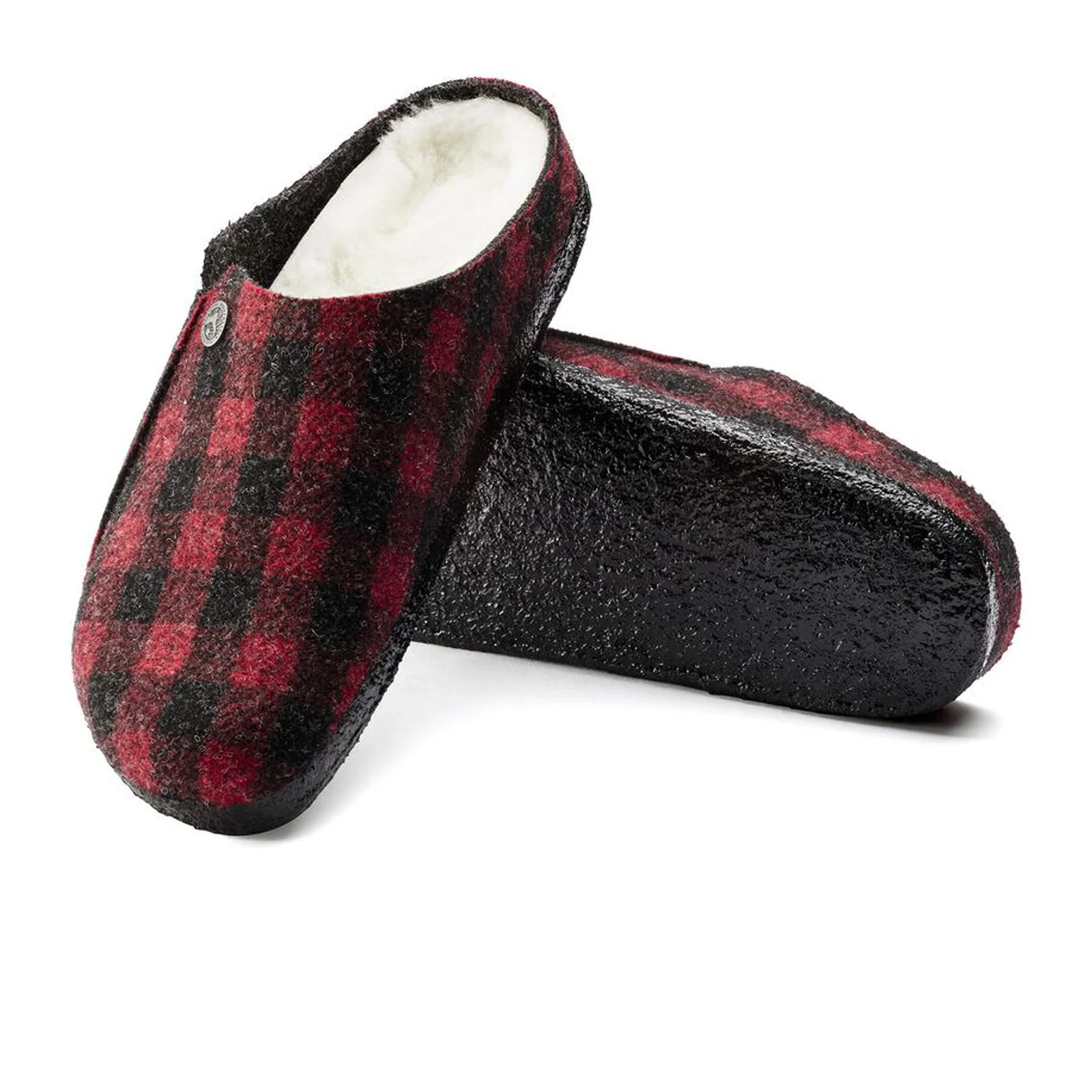 Birkenstock Zermatt Slipper (Women) - Red Plaid Wool/Natural Shearling - Image 3