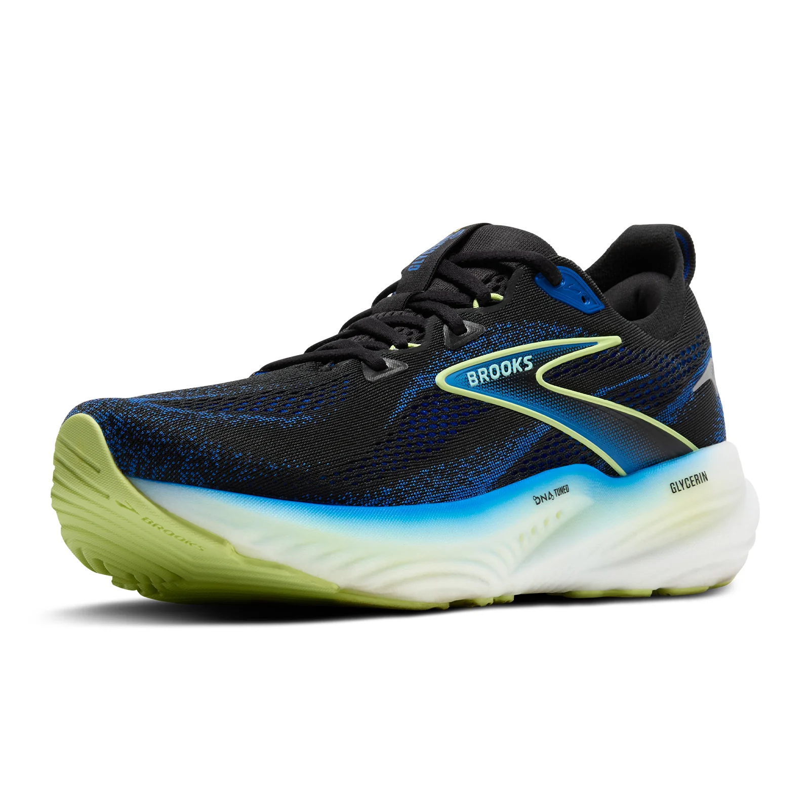 Brooks Glycerin 22 Running Shoe (Men) - Black/Cobalt/Neo Yellow - Image 4
