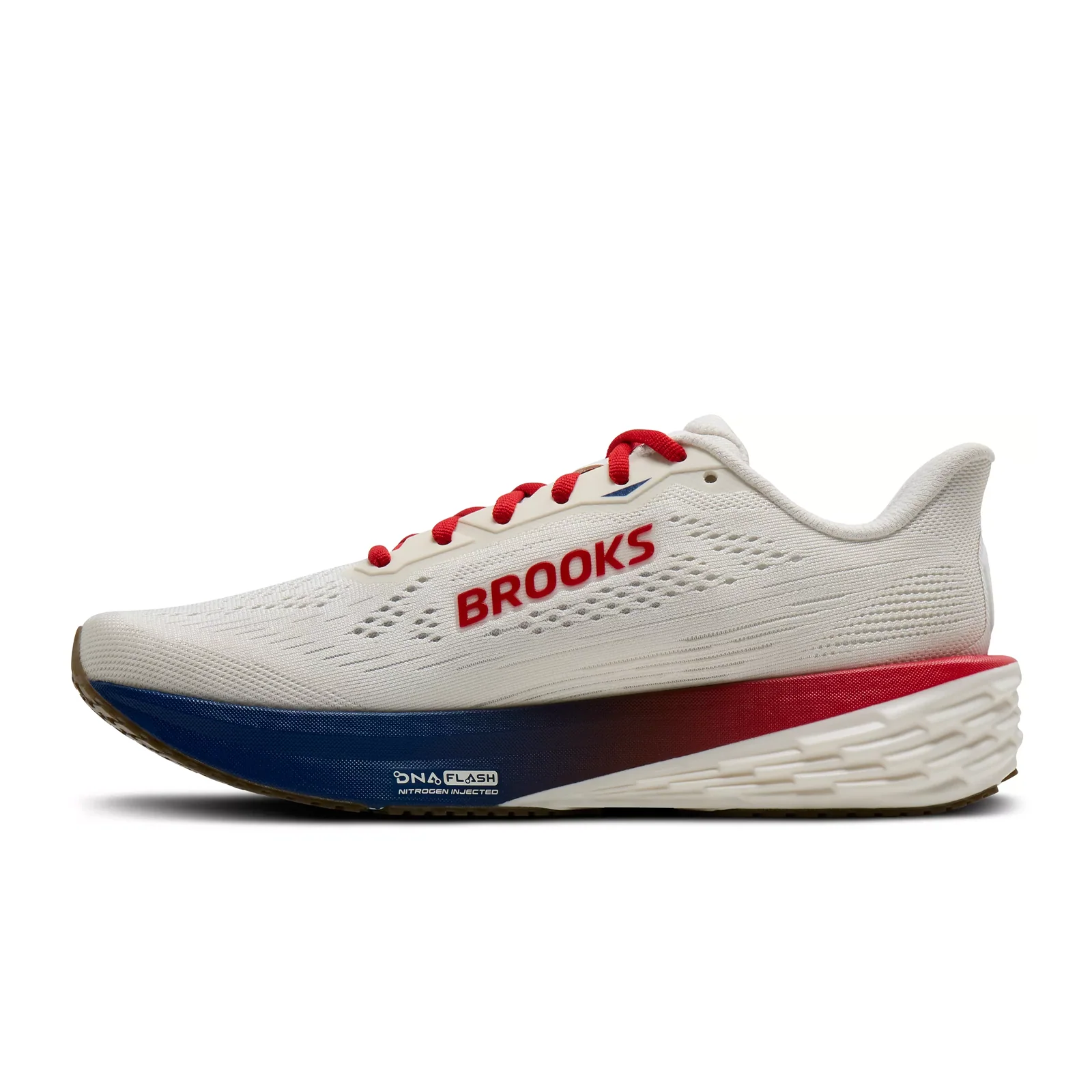 Brooks Launch 12 Running Shoe (Men) - Coconut/Red/Blue - Image 2