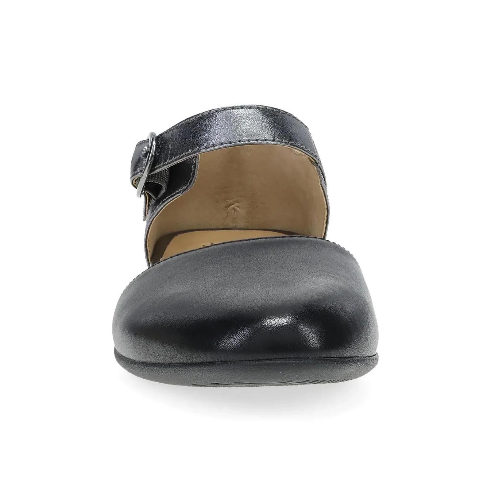 Dansko Liv Strappy Flat (Women) - Black Nappa/Pewter Metallic - Image 3