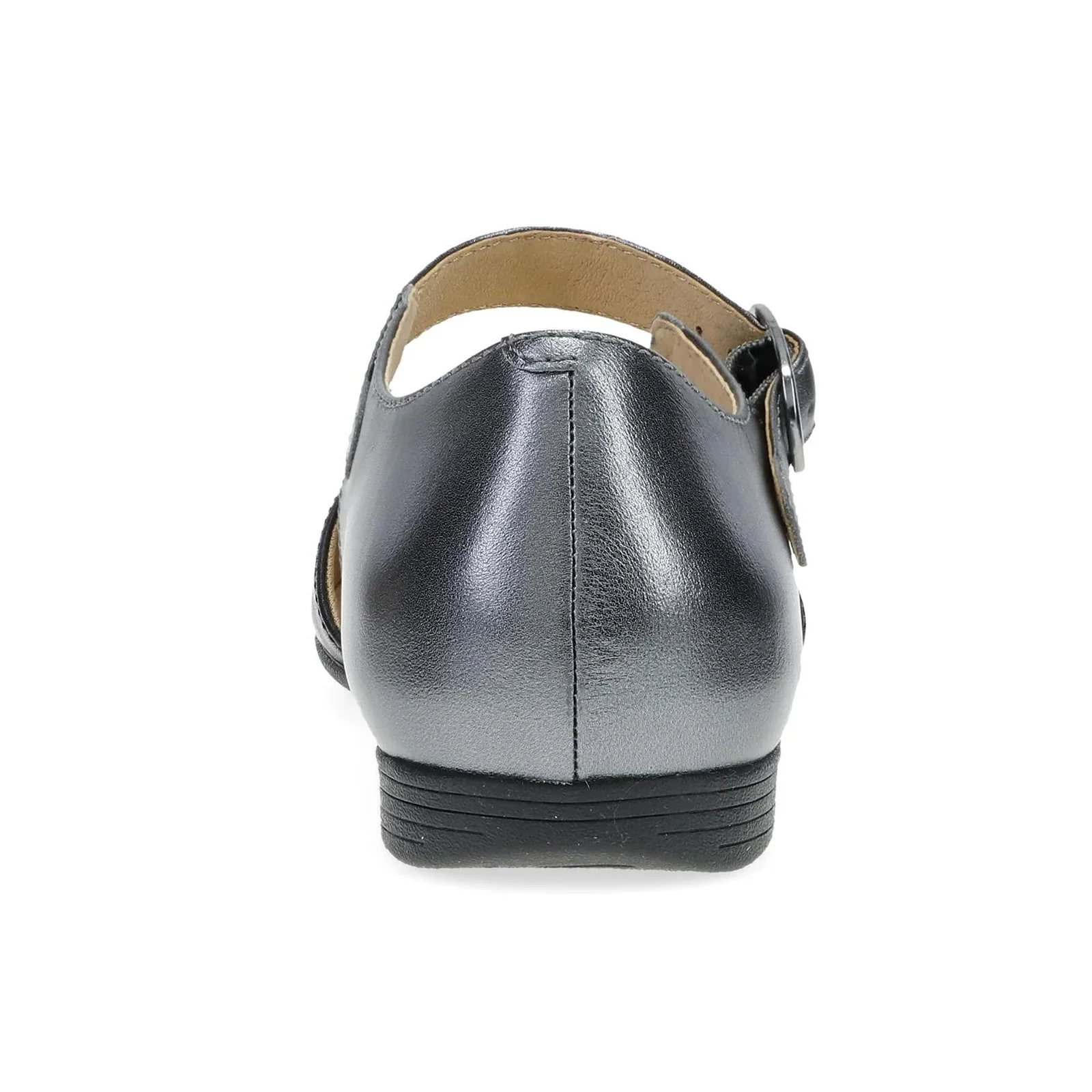 Dansko Liv Strappy Flat (Women) - Black Nappa/Pewter Metallic - Image 4