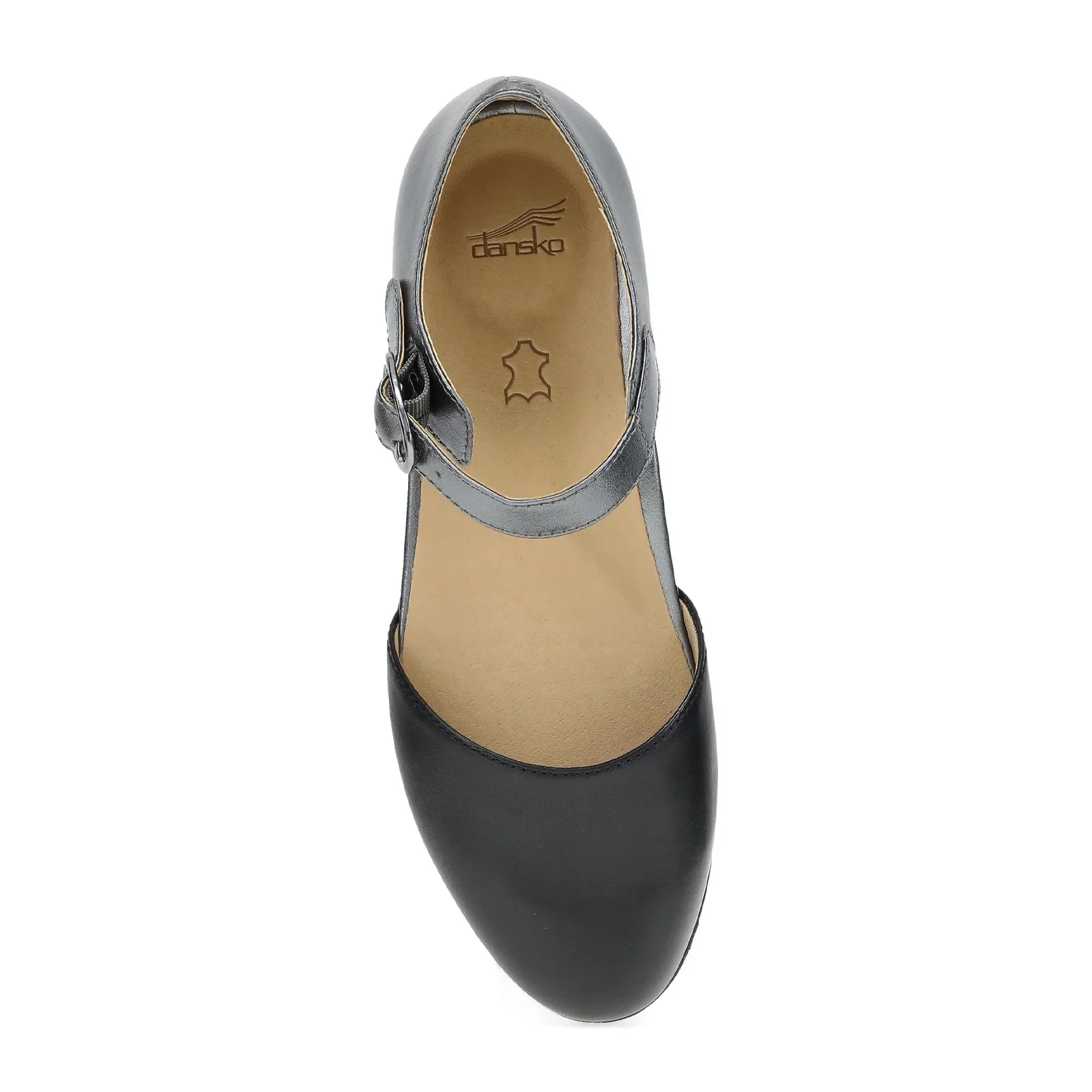 Dansko Liv Strappy Flat (Women) - Black Nappa/Pewter Metallic - Image 5