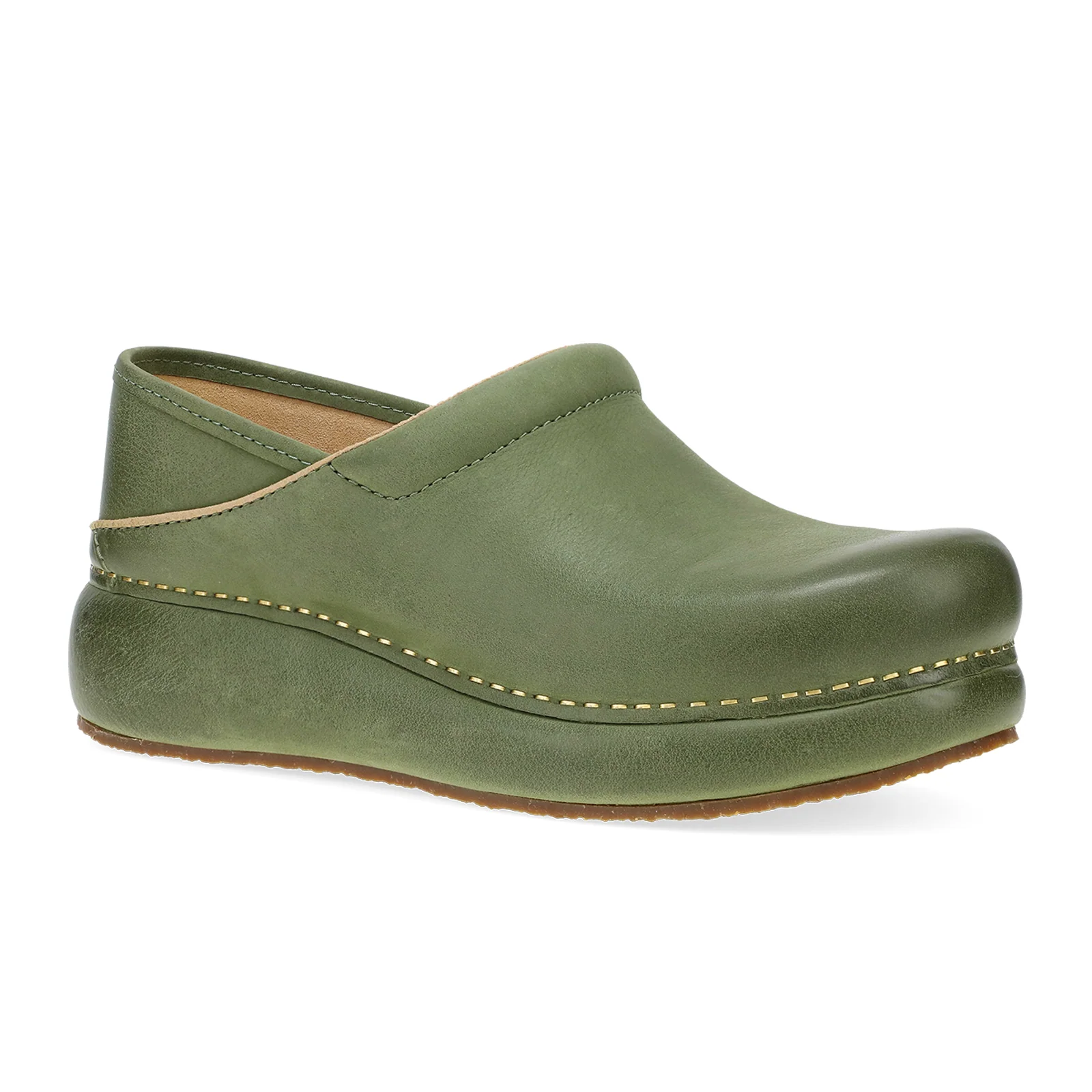 Dansko Platform Pro Clog (Women) - Green Burnished Nubuck - Image 2