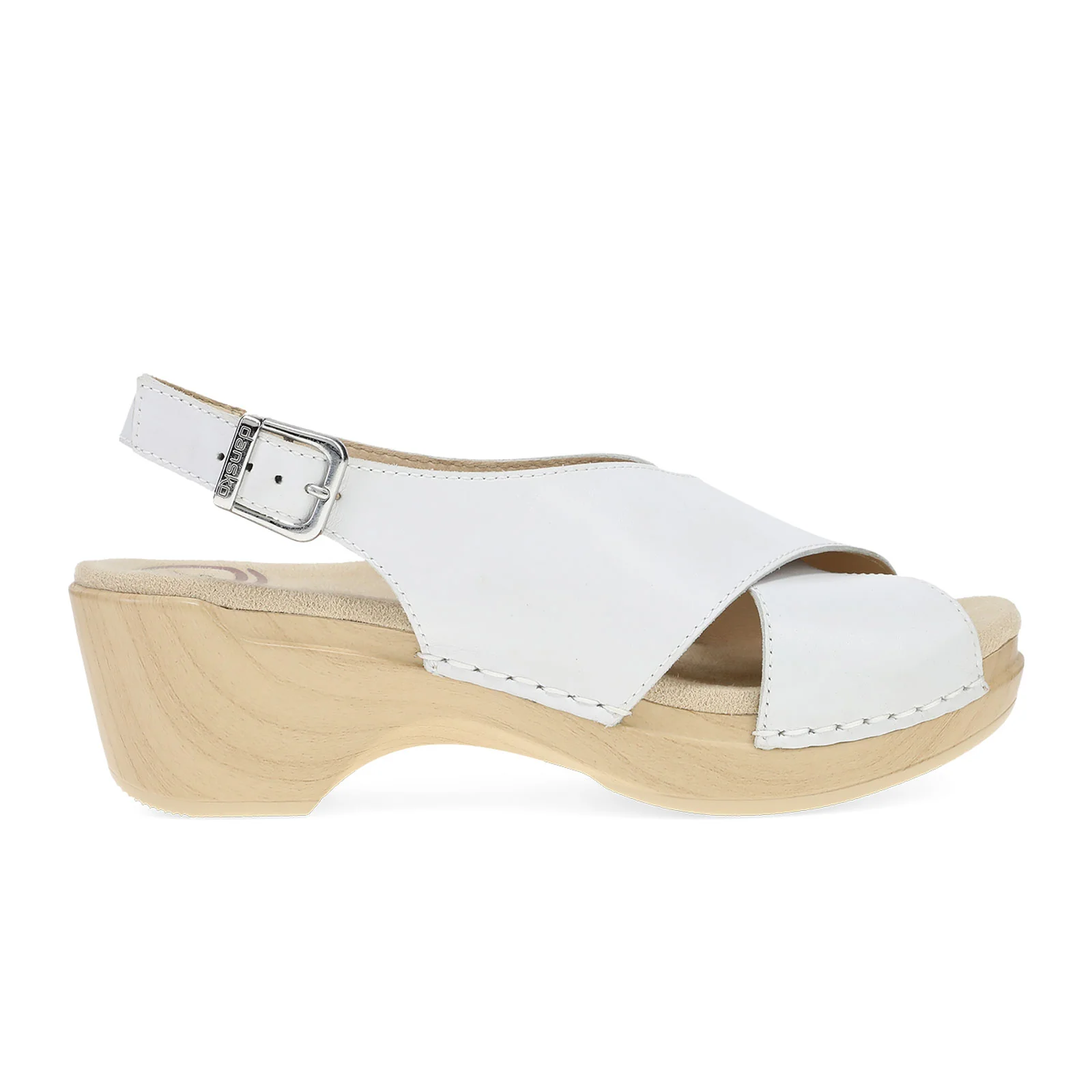 Dansko Sloane Wedge Sandal (Women) - White Full Grain