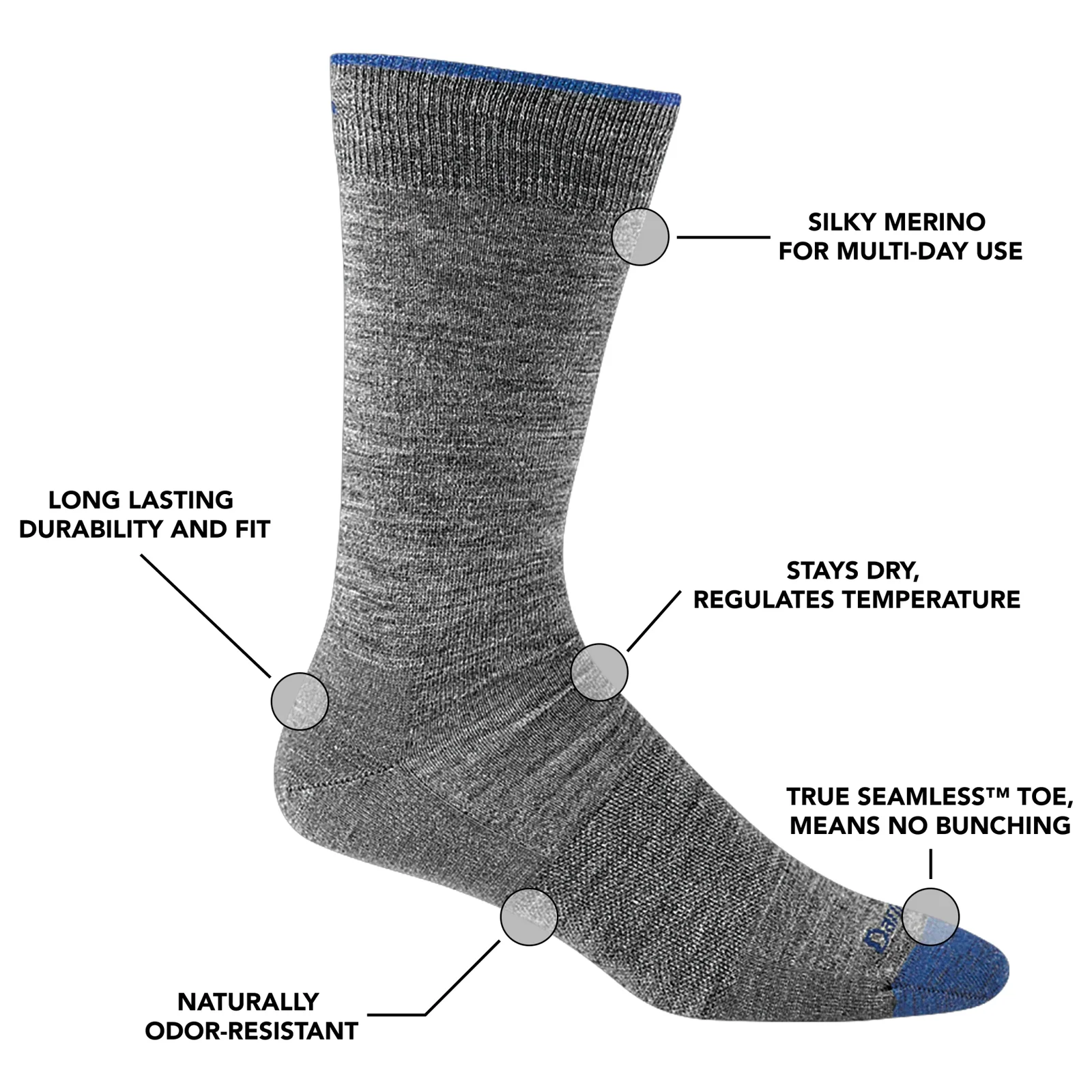 Darn Tough Solid Lightweight Crew Sock (Men) - Eclipse - Image 4