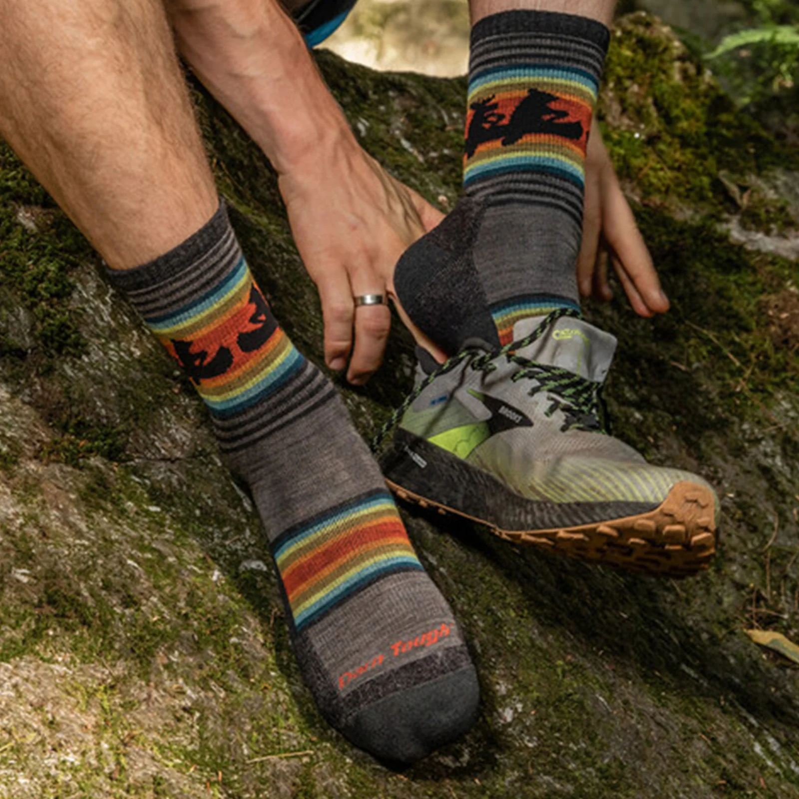 Darn Tough Willoughby Lightweight Cushion Micro Crew Sock (Men) - Taupe - Image 7