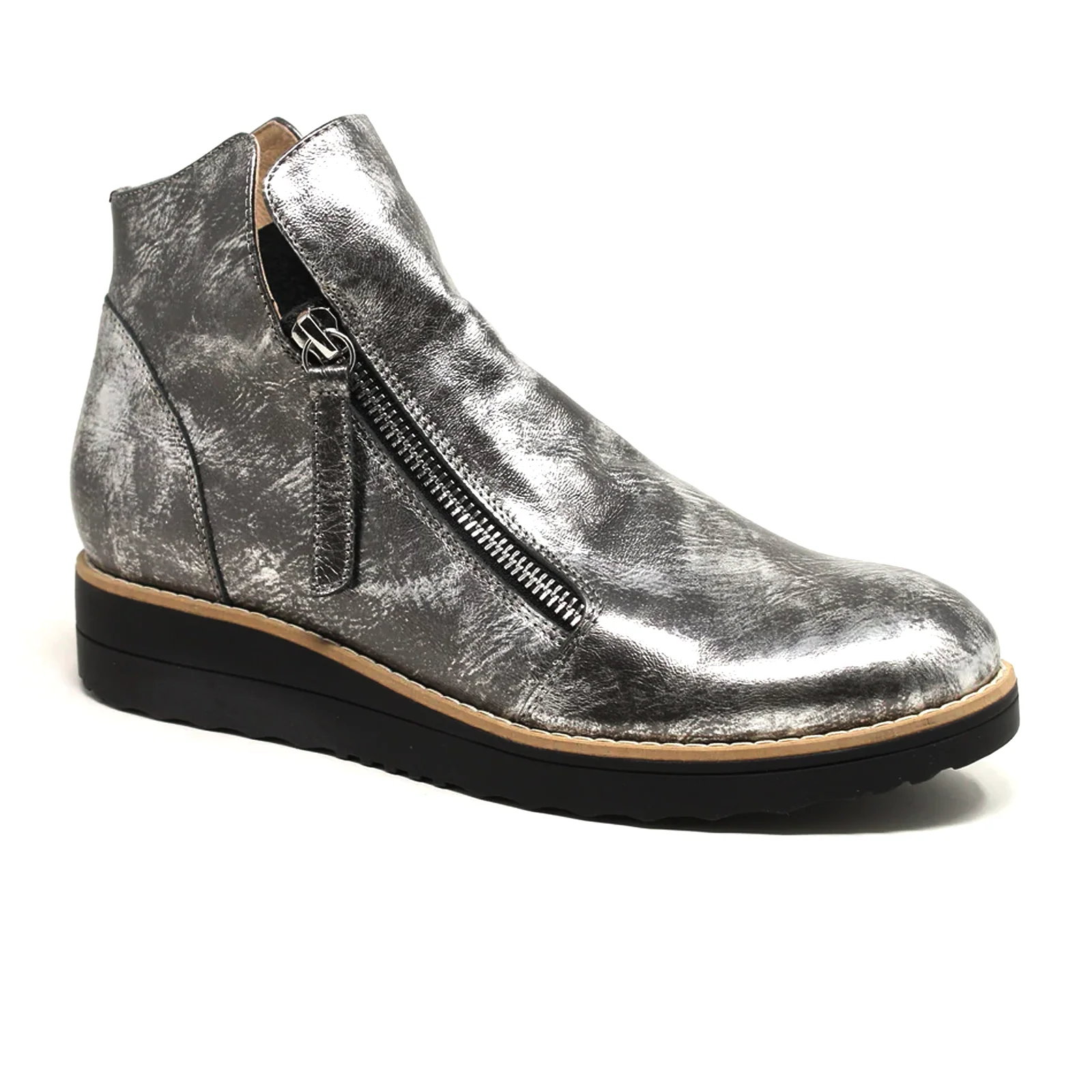 Django & Juliette Ohmy Ankle Boot (Women) - Black/Pewter Smudge Leather - Image 2