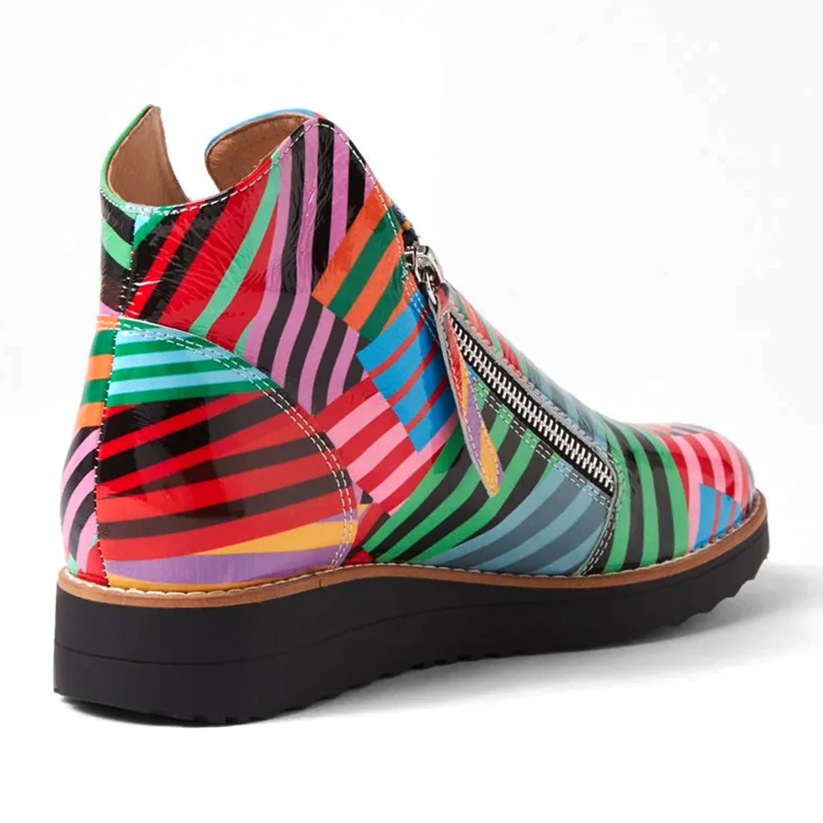 Django & Juliette Ohmy Ankle Boot (Women) - Black Stripe Metal Patent - Image 3