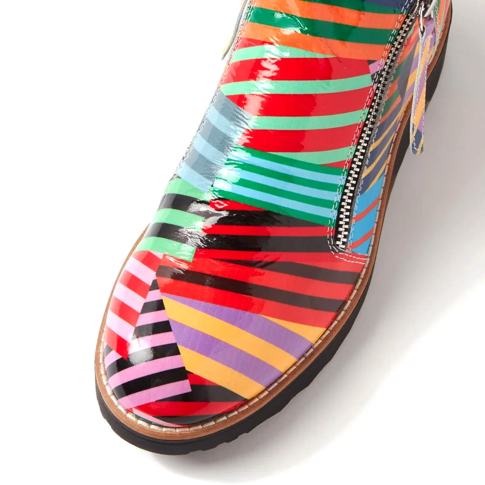 Django & Juliette Ohmy Ankle Boot (Women) - Black Stripe Metal Patent - Image 4
