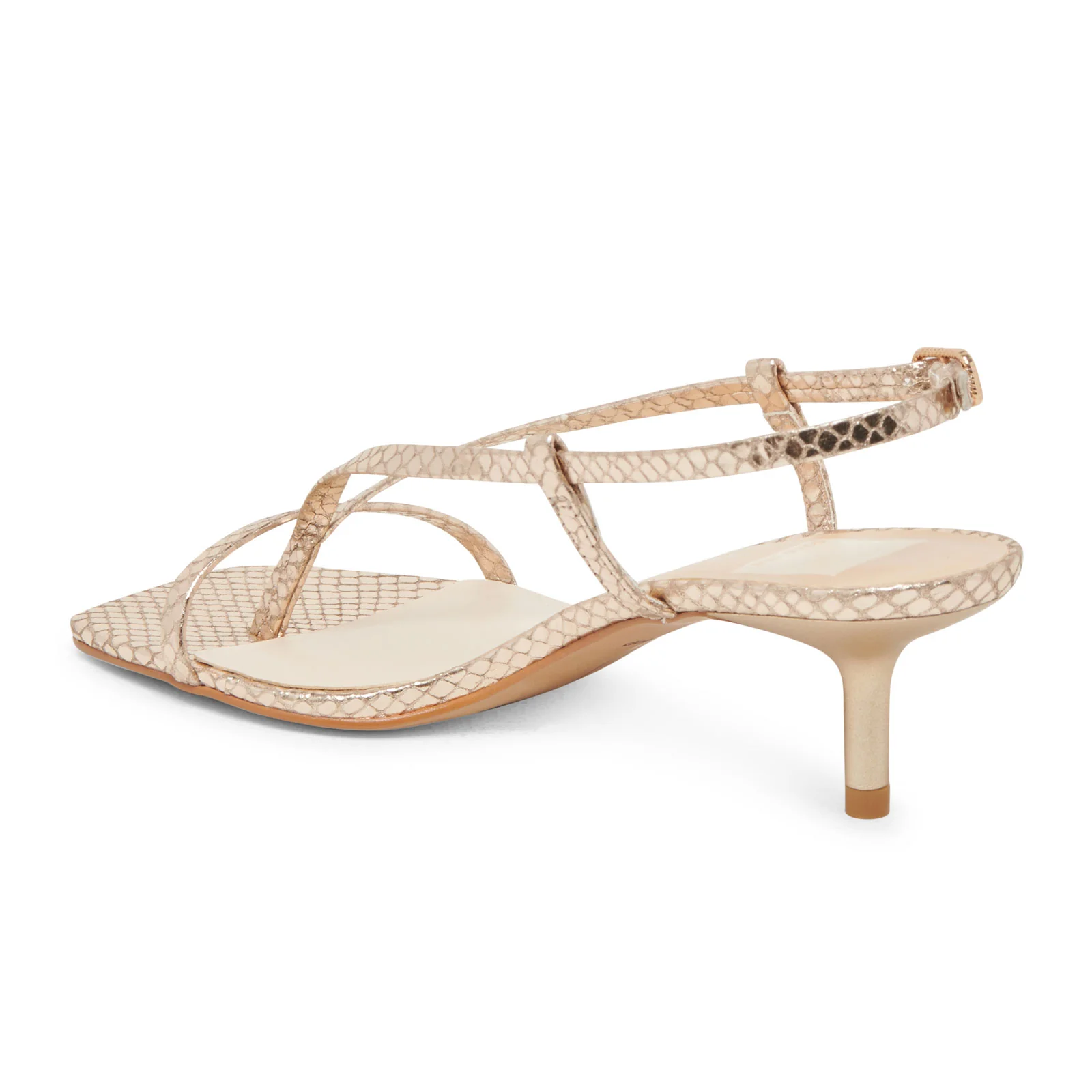 Dolce Vita Laury Heeled Sandal (Women) - Champagne Embossed Leather - Image 3