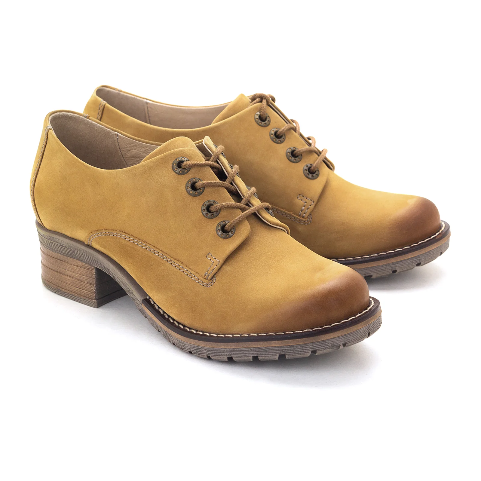 Dromedaris Kaley Heeled Lace Up (Women) - Ocre - Image 4