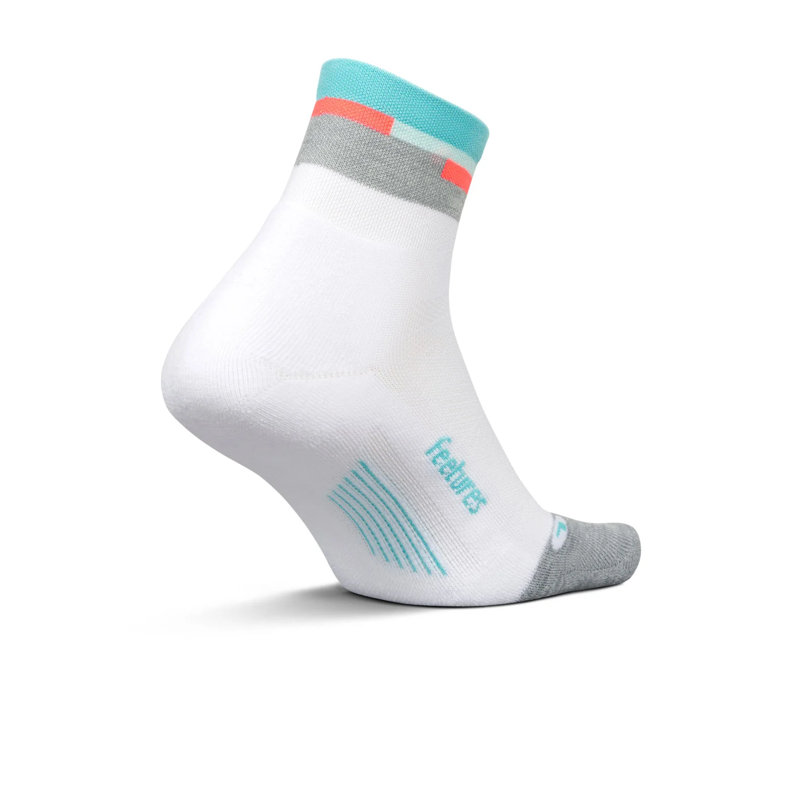 Feetures Elite Light Cushion Quarter Sock (Unisex) - Aquatic White - Image 2