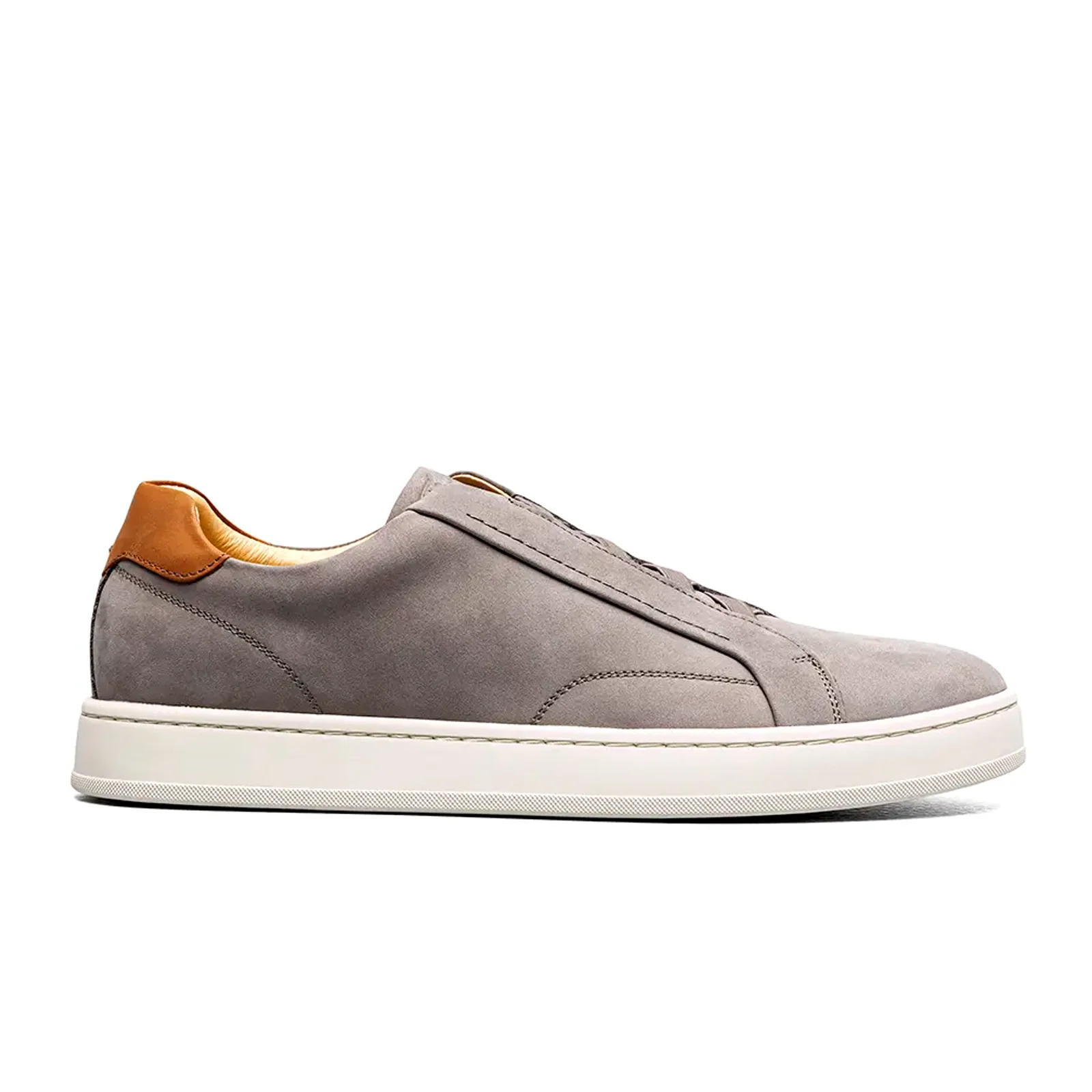 Florsheim Monopoli Elastic Lace To Toe Sneaker (Men) - Gray Nubuck/Cognac Smooth w/White Sole