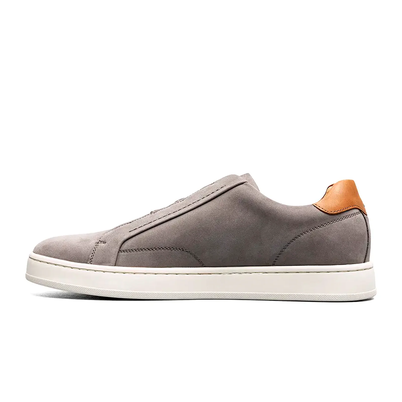 Florsheim Monopoli Elastic Lace To Toe Sneaker (Men) - Gray Nubuck/Cognac Smooth w/White Sole - Image 2