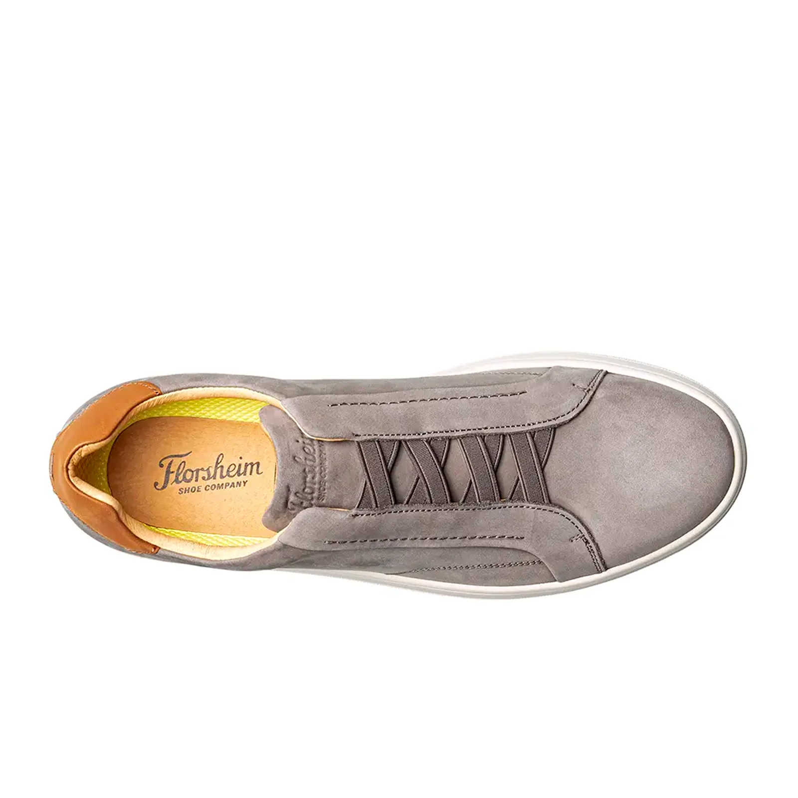 Florsheim Monopoli Elastic Lace To Toe Sneaker (Men) - Gray Nubuck/Cognac Smooth w/White Sole - Image 6