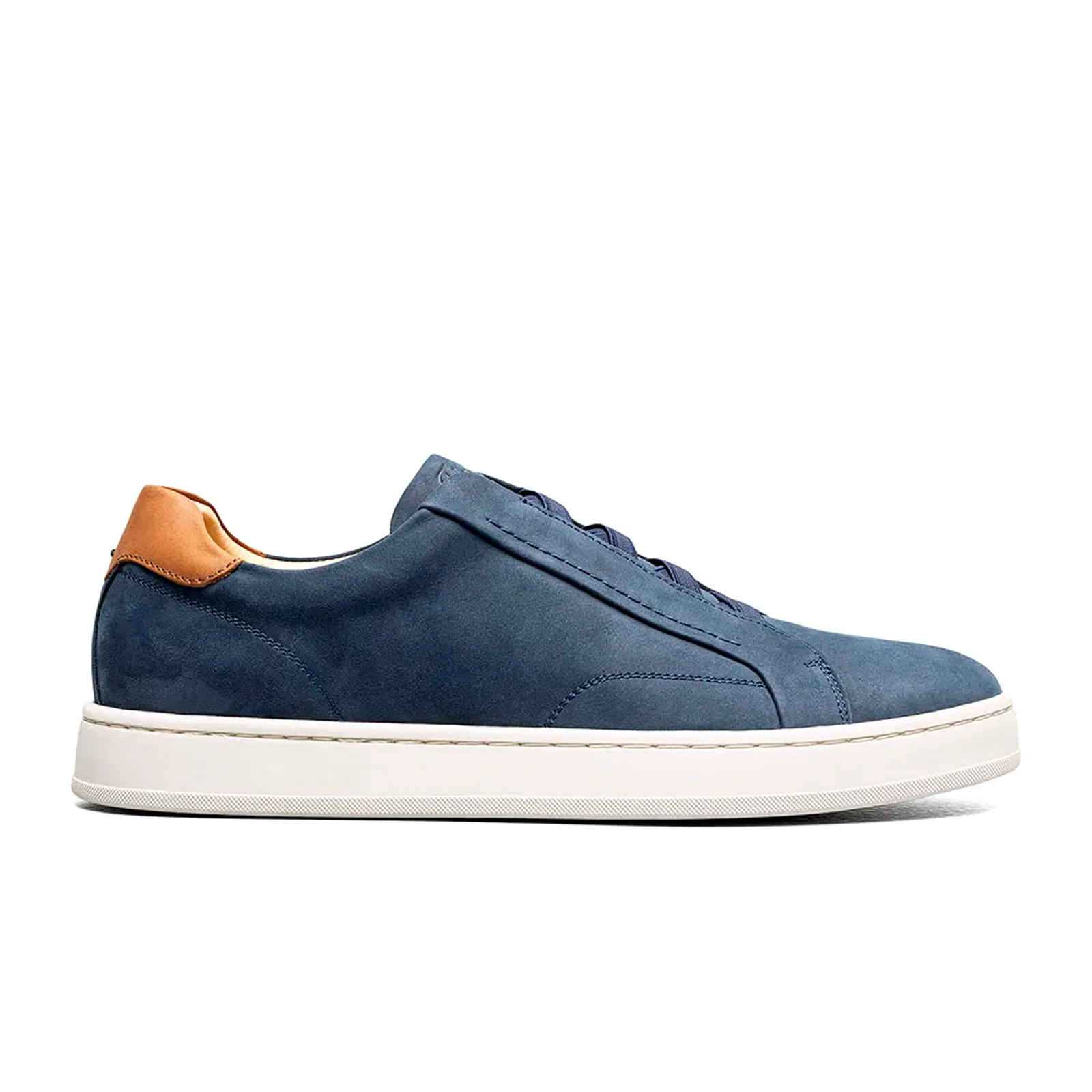 Florsheim Monopoli Elastic Lace To Toe Sneaker (Men) - Navy Nubuck/Cognac Smooth w/White Sole