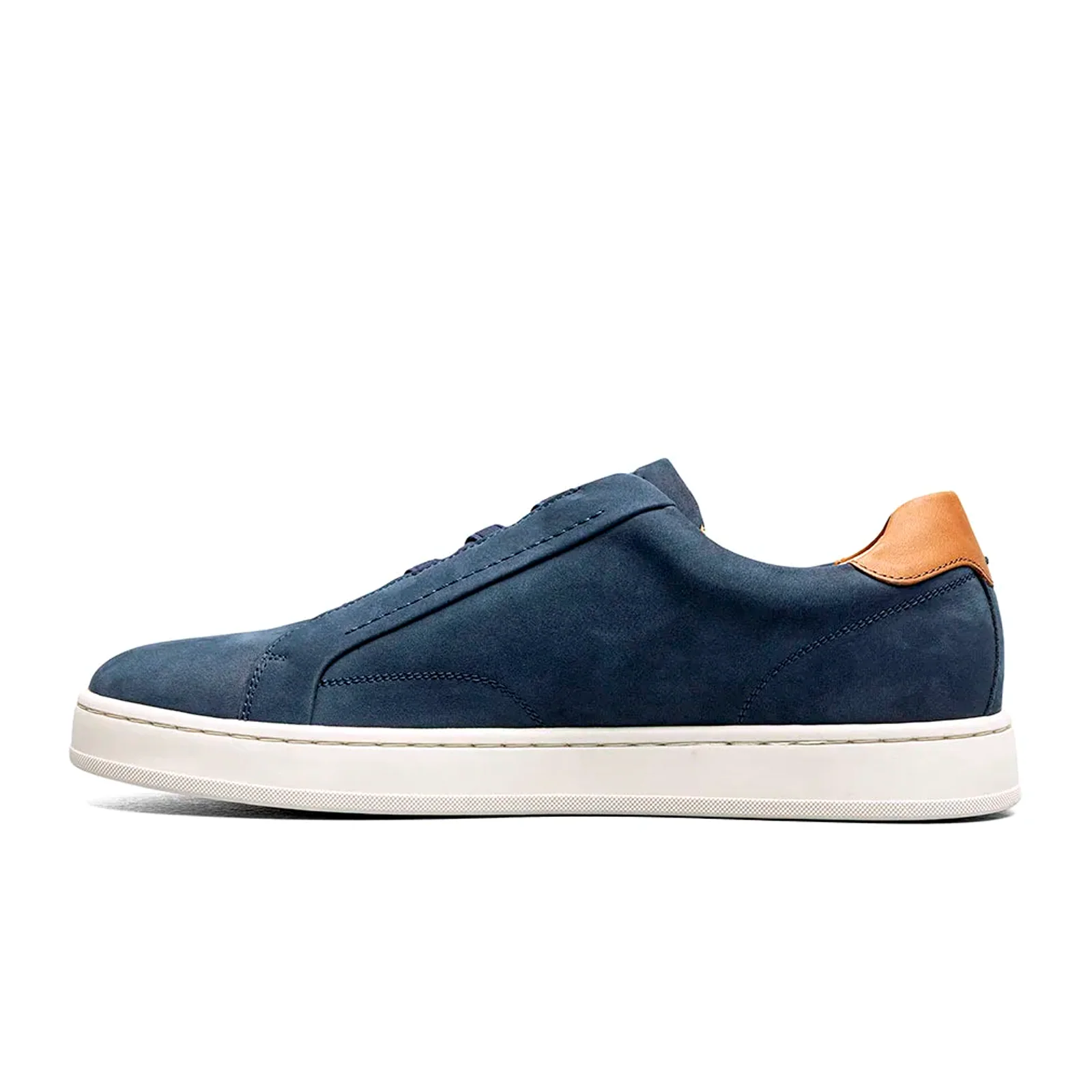 Florsheim Monopoli Elastic Lace To Toe Sneaker (Men) - Navy Nubuck/Cognac Smooth w/White Sole - Image 2