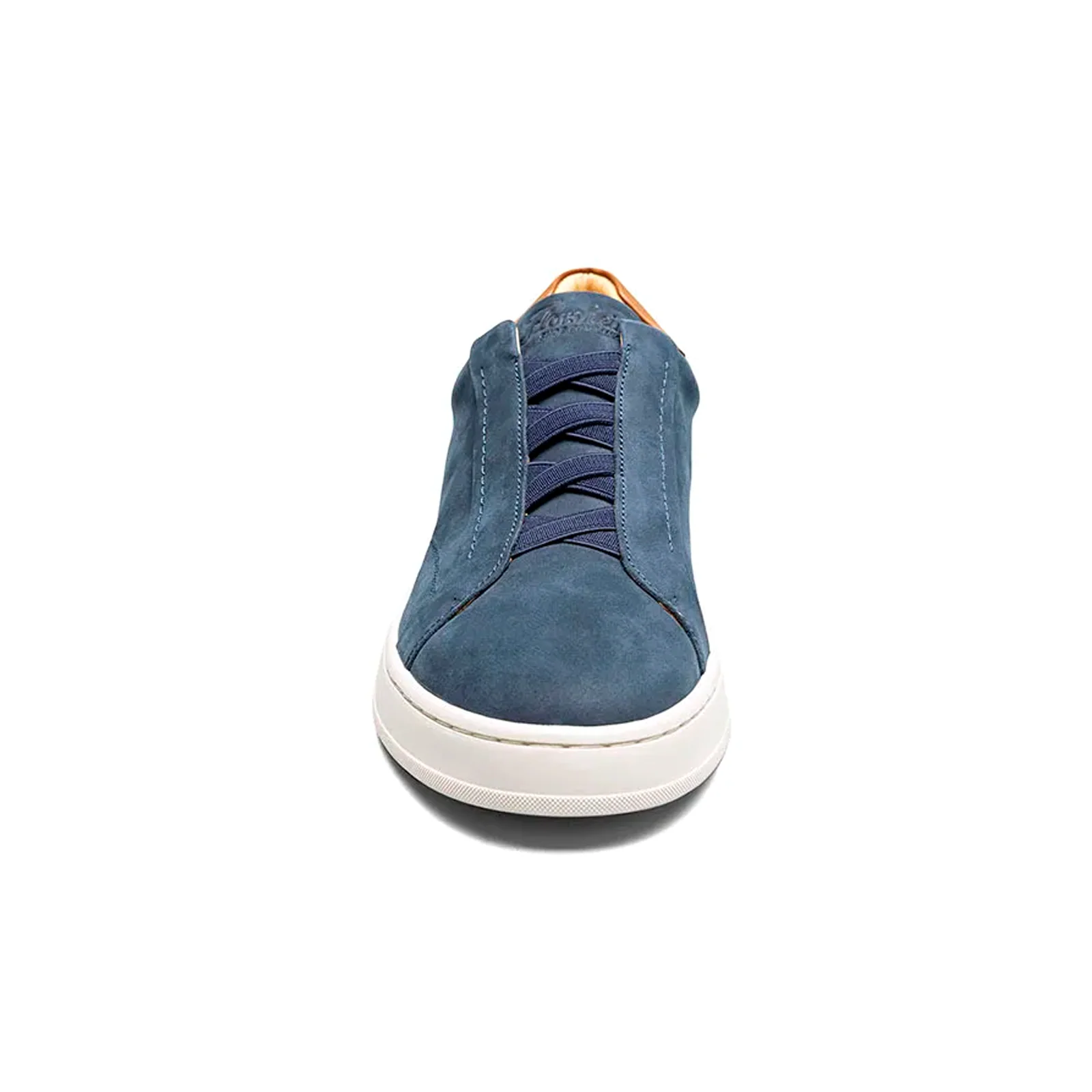 Florsheim Monopoli Elastic Lace To Toe Sneaker (Men) - Navy Nubuck/Cognac Smooth w/White Sole - Image 4