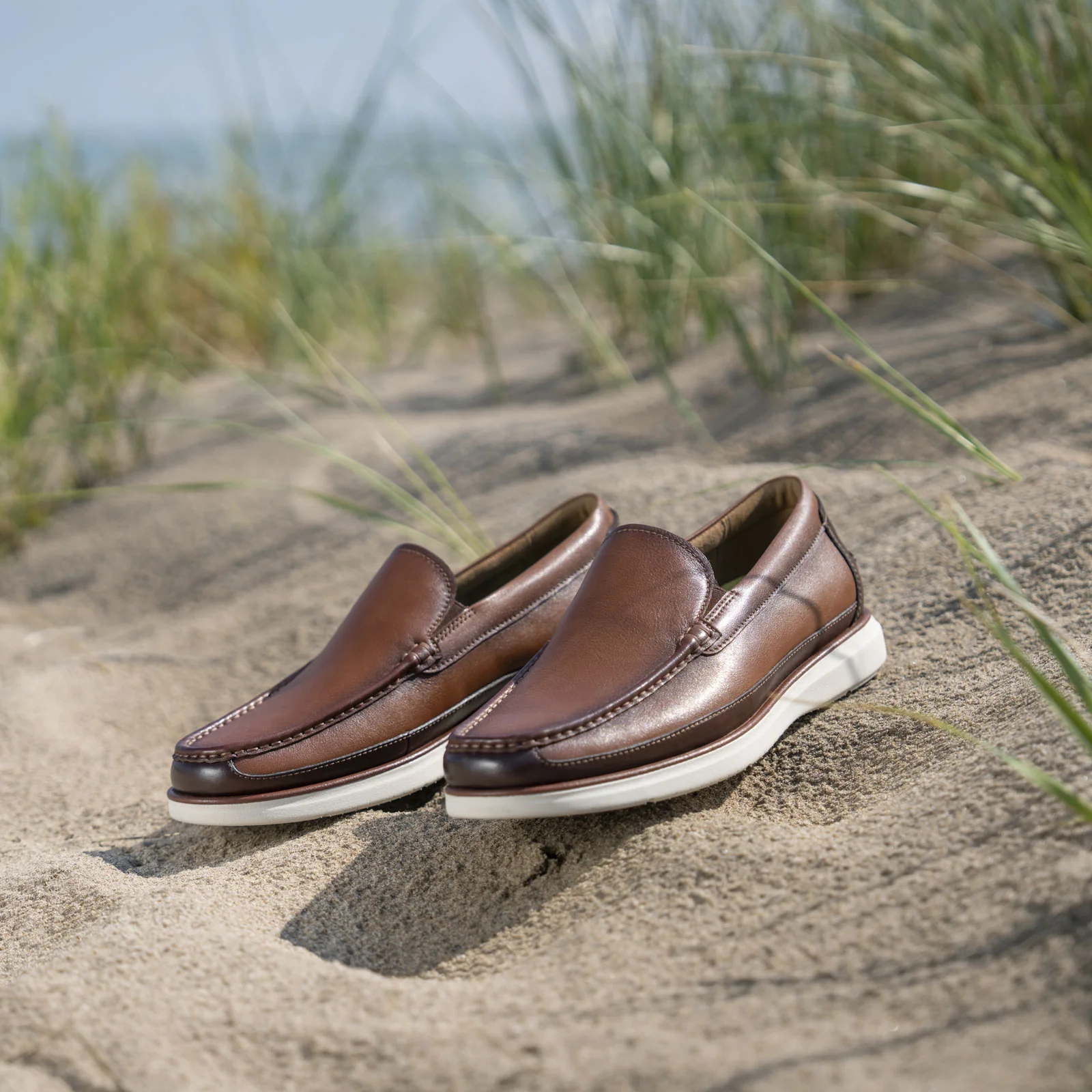 Florsheim Tropics Moc Toe Venetian Slip On (Men) - Cognac/Chestnut Smooth - Image 9