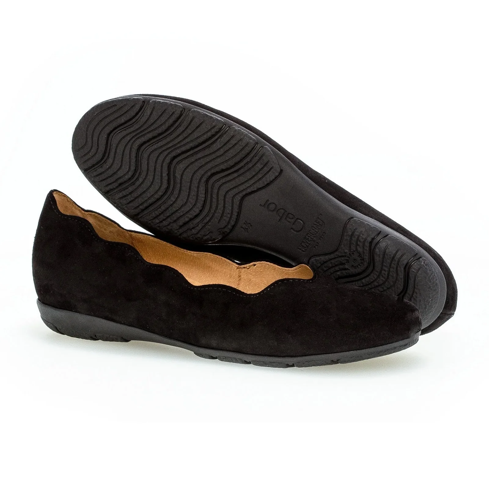 Gabor 166 Scalloped Flat (Women) - Schwarz Samtchevreau - Image 3