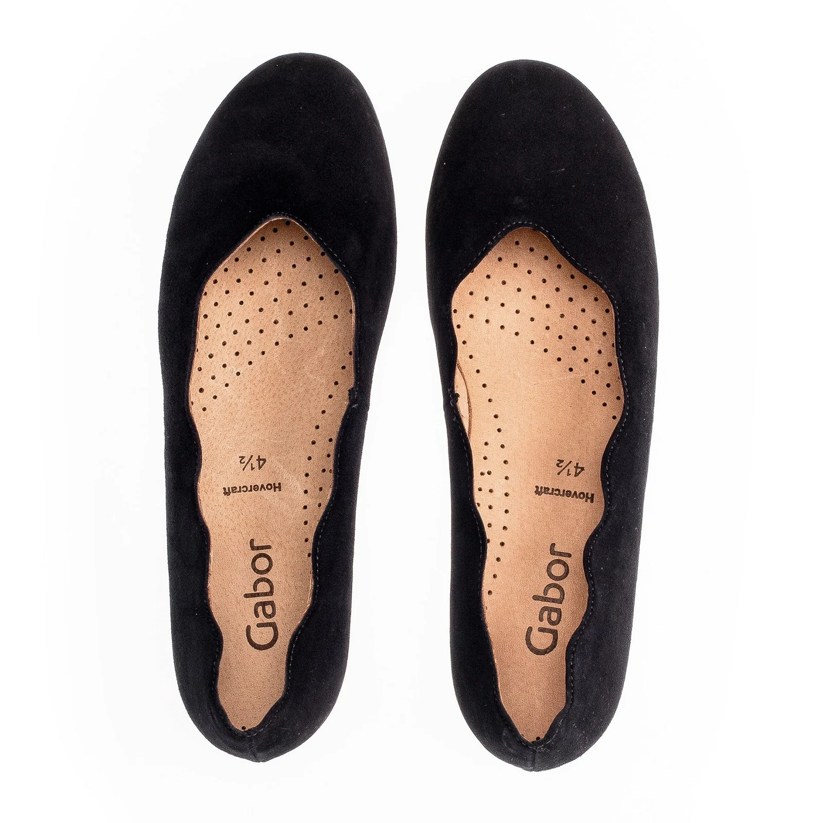 Gabor 166 Scalloped Flat (Women) - Schwarz Samtchevreau - Image 4