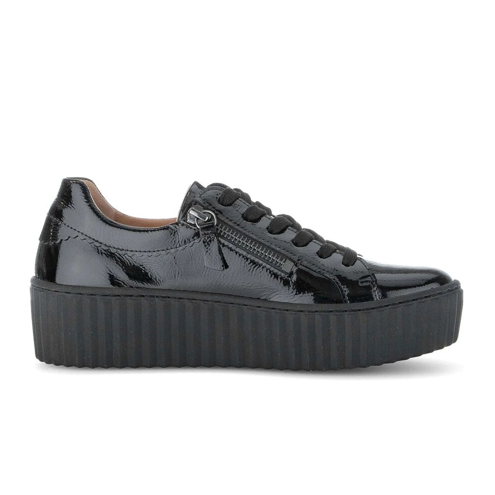 Gabor 200 Double Zip Platform Sneaker (Women) - Knautschlack/Schwarz