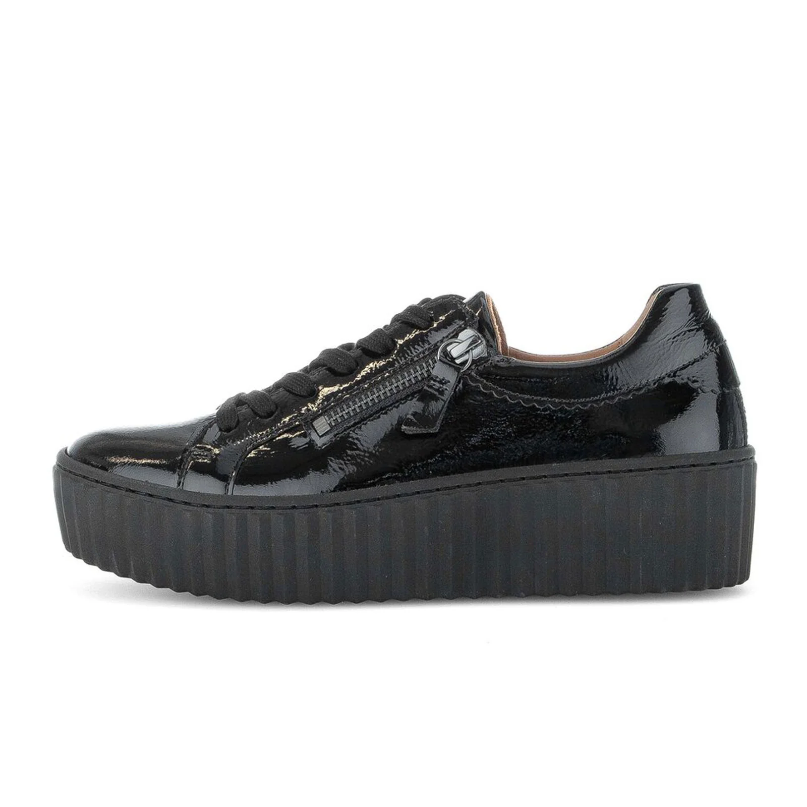 Gabor 200 Double Zip Platform Sneaker (Women) - Knautschlack/Schwarz - Image 2